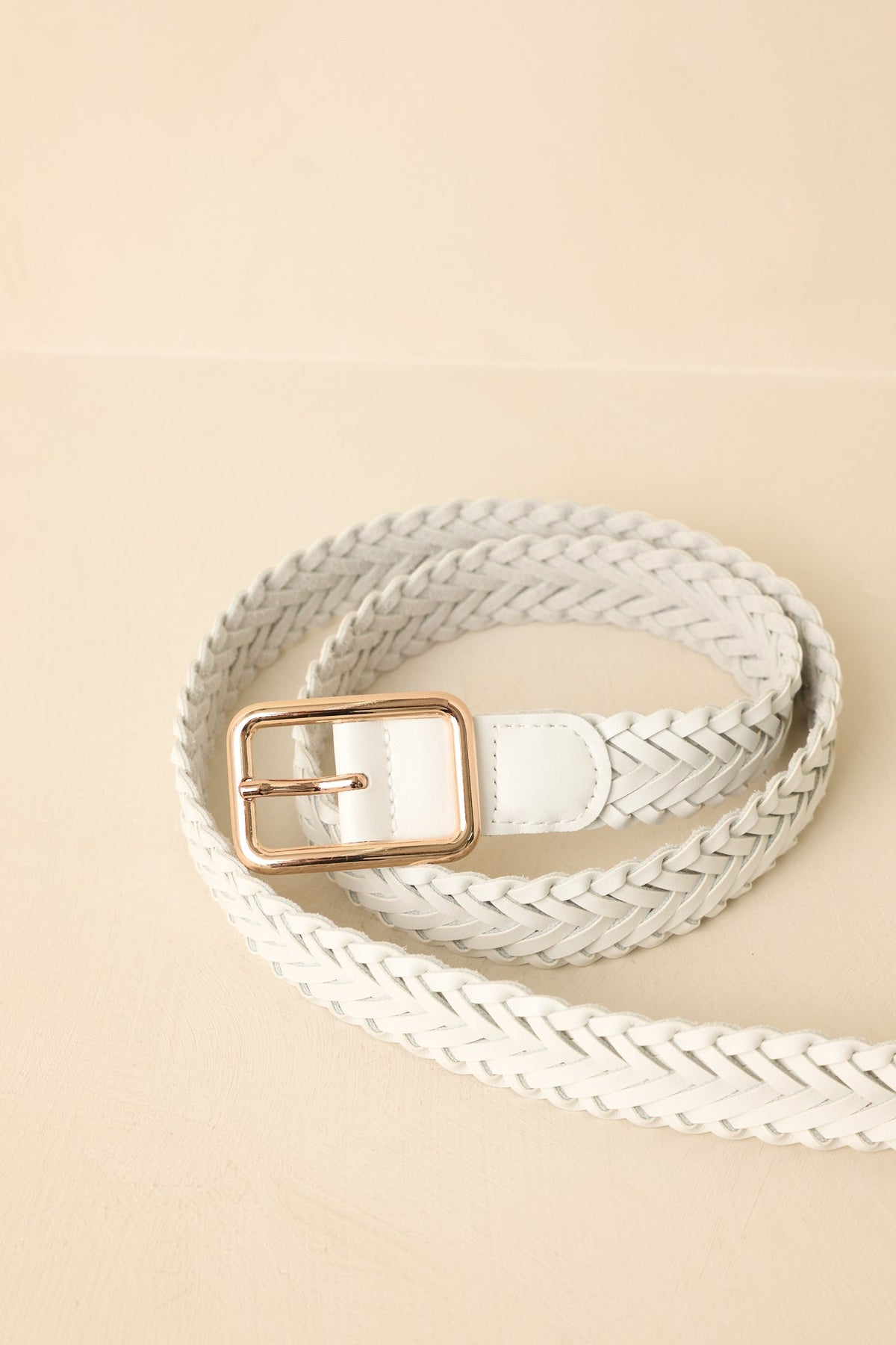 Let's Get Going White Braided Belt