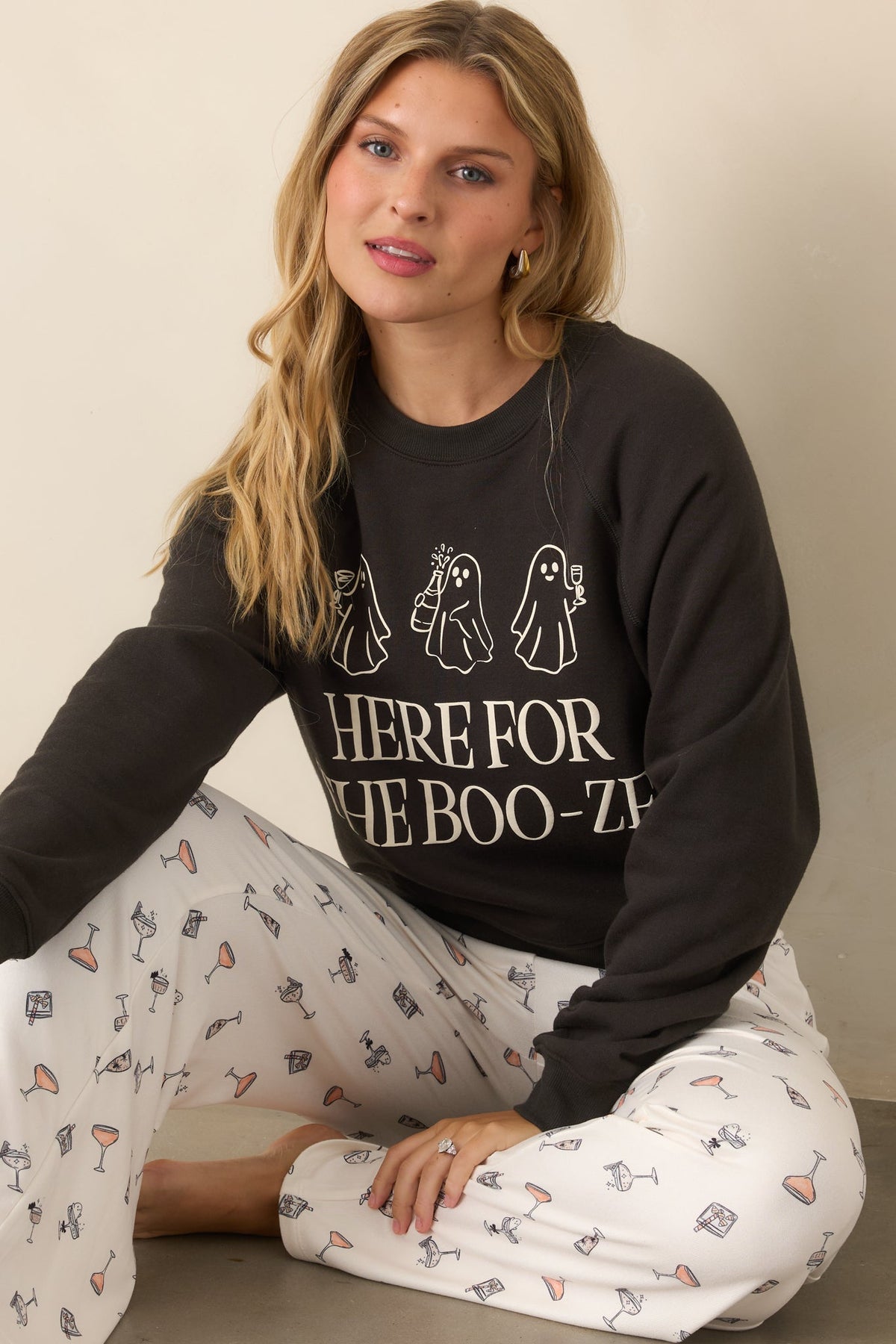 Z Supply Washed Black Booze Graphic Sweatshirt