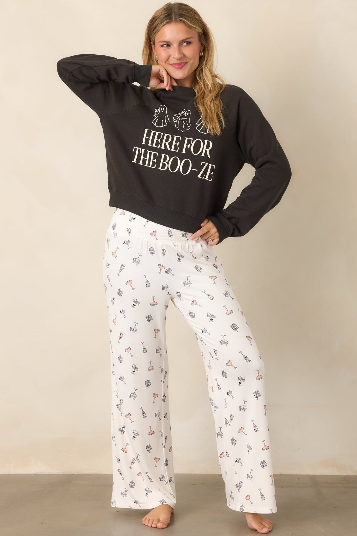 Z Supply Washed Black Booze Graphic Sweatshirt