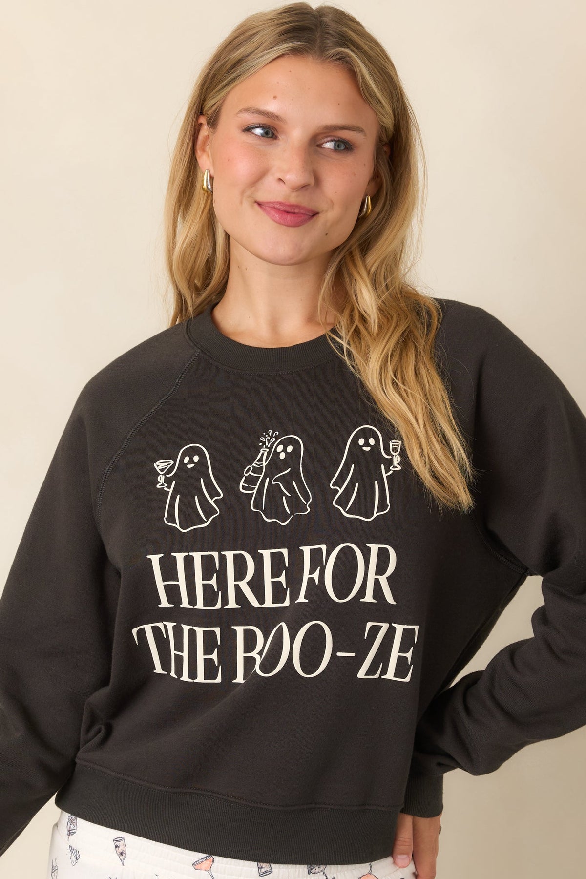 Z Supply Washed Black Booze Graphic Sweatshirt