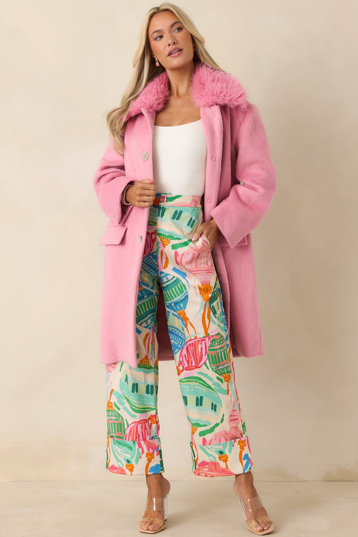 Prosperina Bernadette Cotton Candy Pink Wool Blend Coat