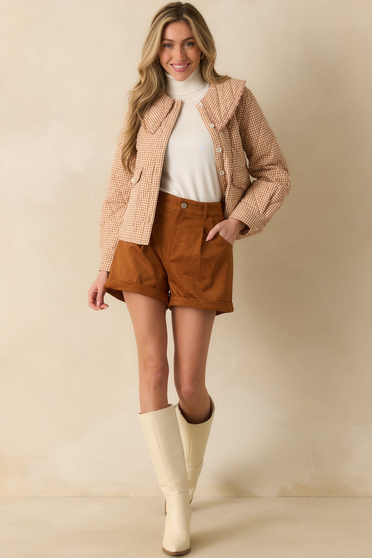 That’s What I Said Caramel Brown Faux Suede Cuffed Shorts