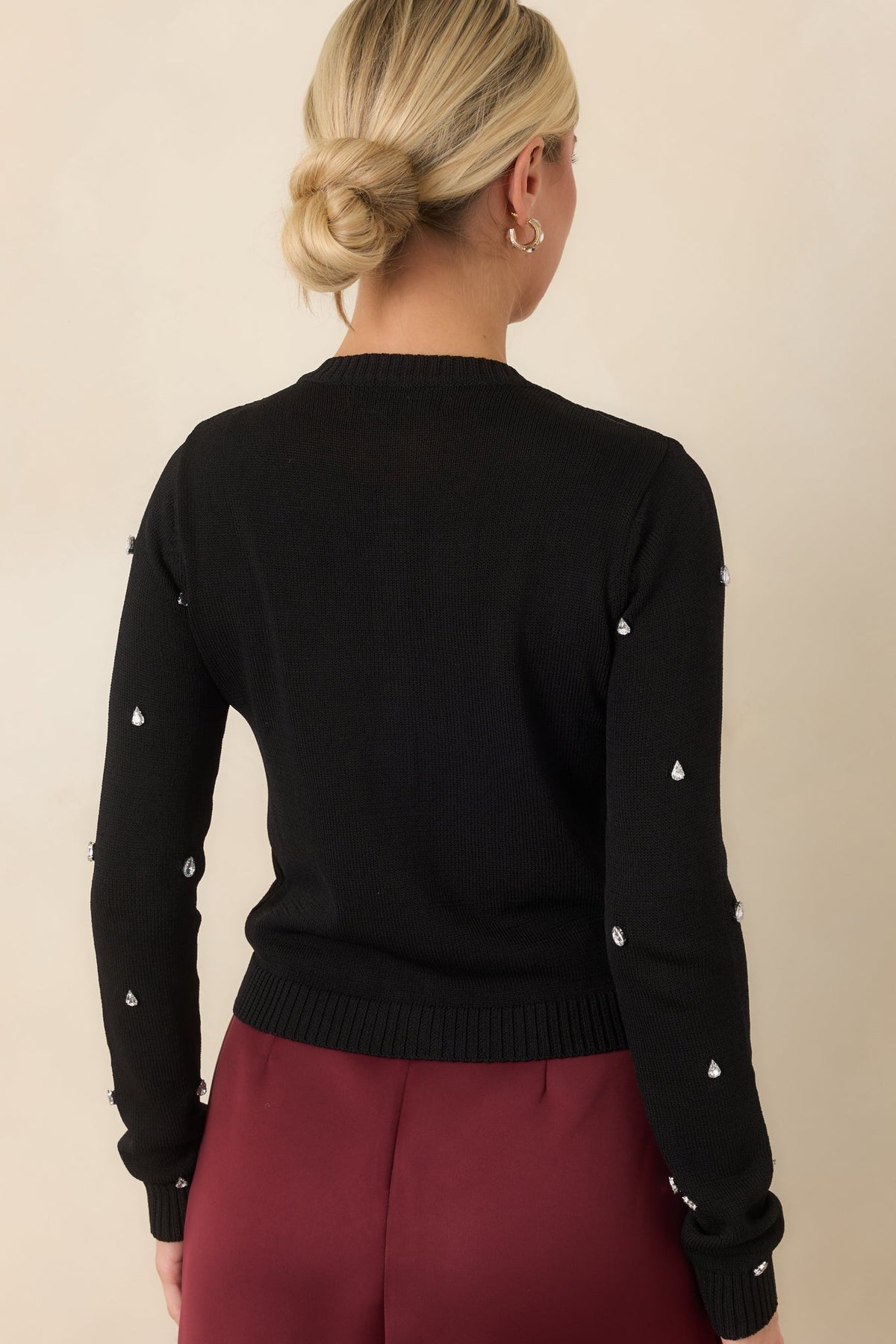 En Saison Serena Black Rhinestone-Embellished Cardigan
