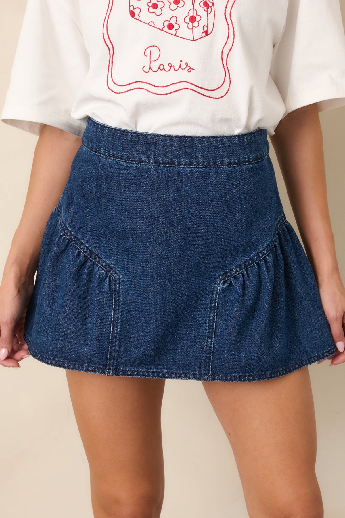 MINKPINK Tate Dark Wash Denim Mini Skirt