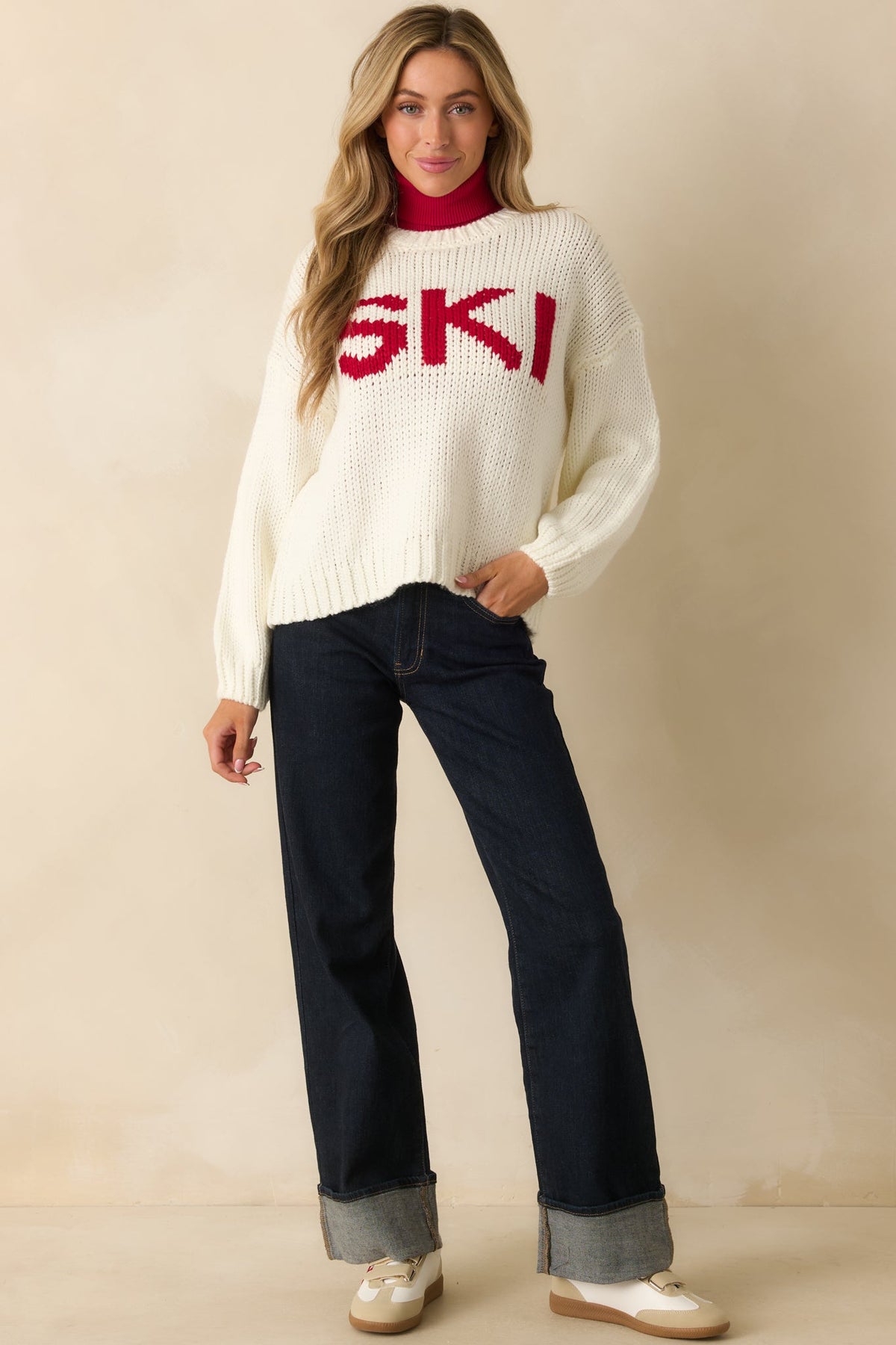 Apres All Day Ivory Knit Ski Sweater