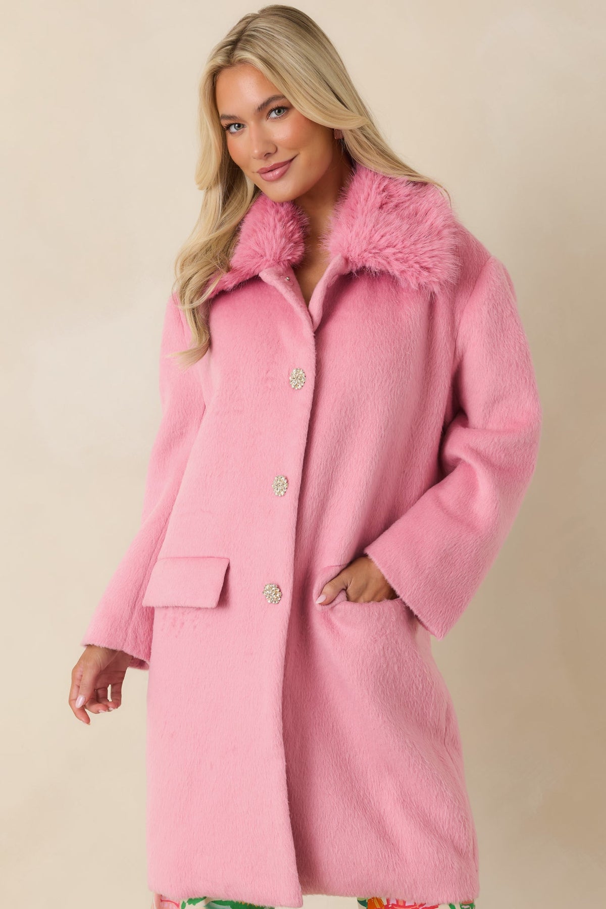 Prosperina Bernadette Cotton Candy Pink Wool Blend Coat