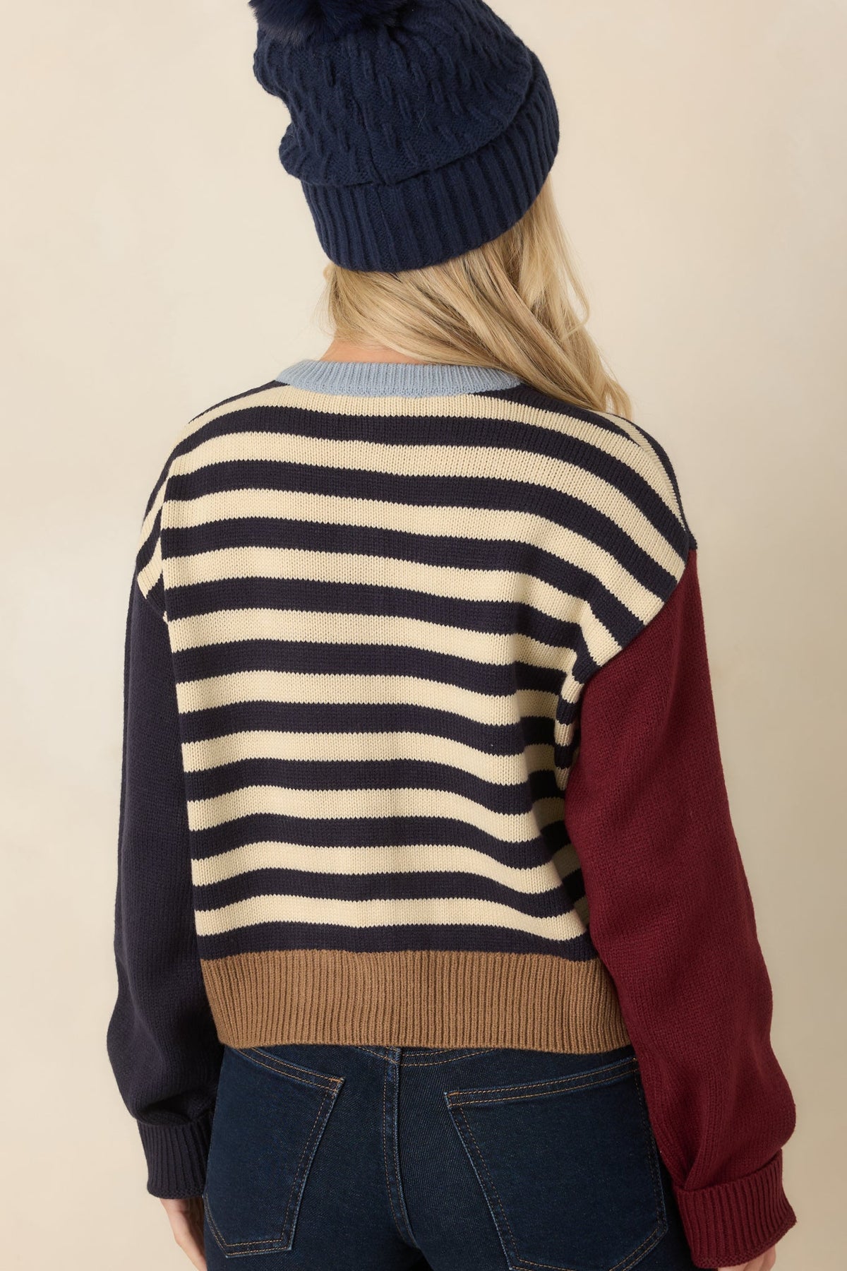 A Little of Everything Navy Multi Stripe Colorblock Cardigan