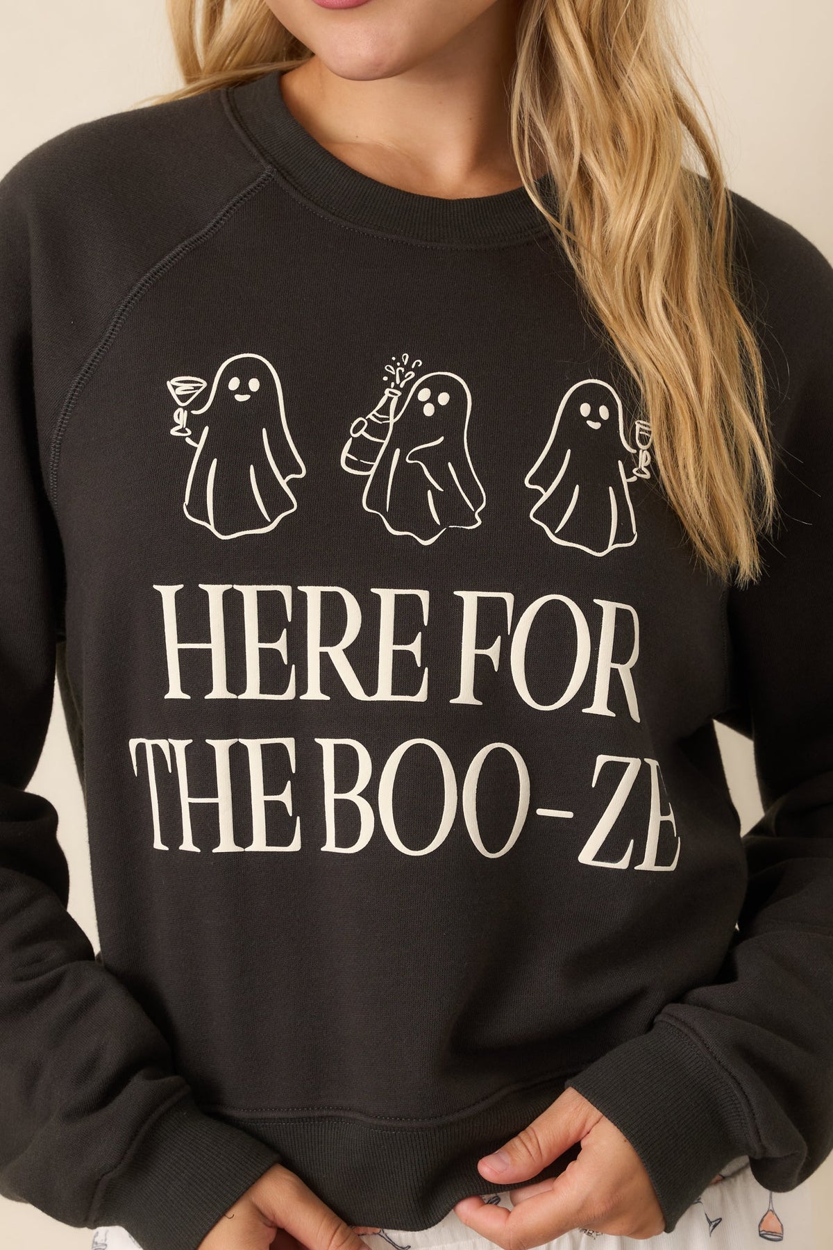 Z Supply Washed Black Booze Graphic Sweatshirt