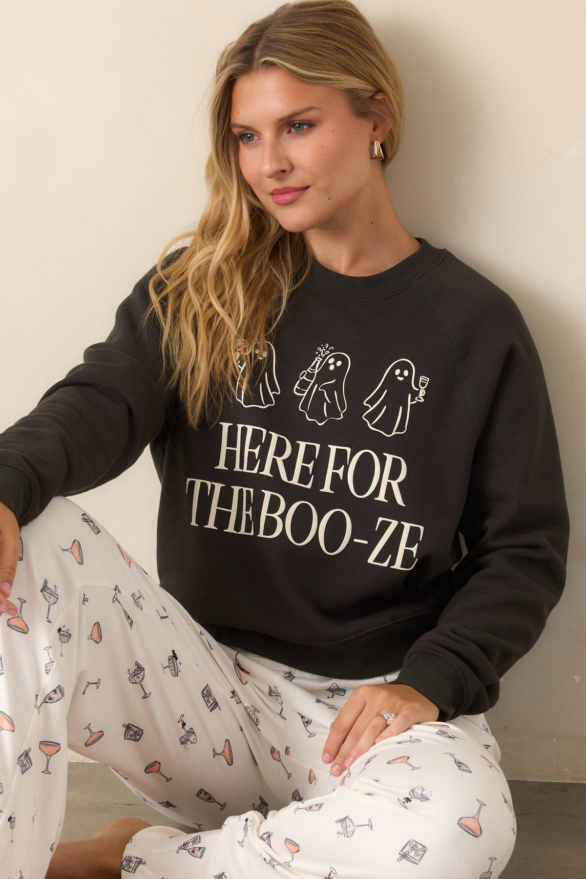 Z Supply Washed Black Booze Graphic Sweatshirt