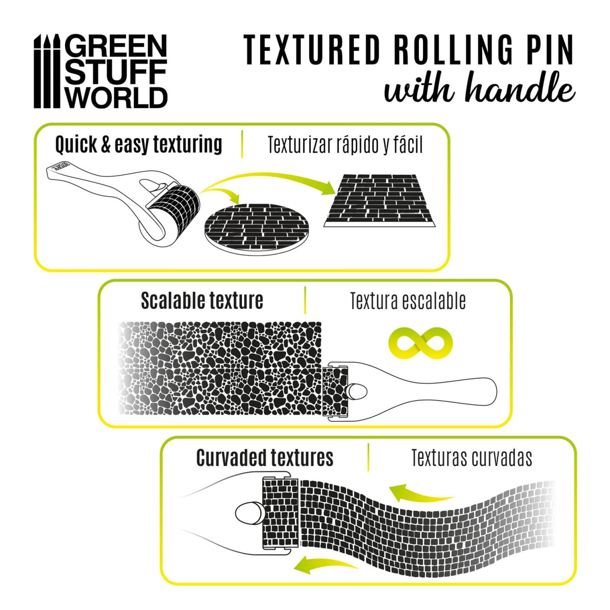 Green Stuff World: Handled Textured Rolling Pins: Dutch Bricks