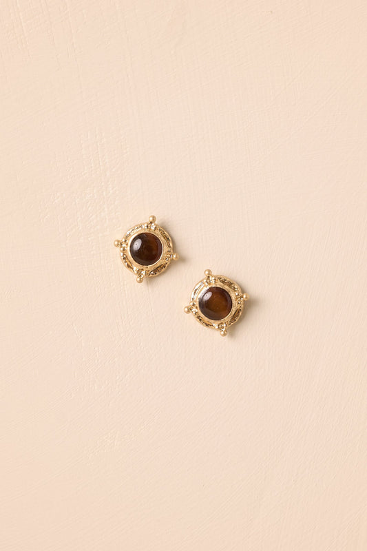 Tied It All Together Textured Brown Stone Stud Earrings