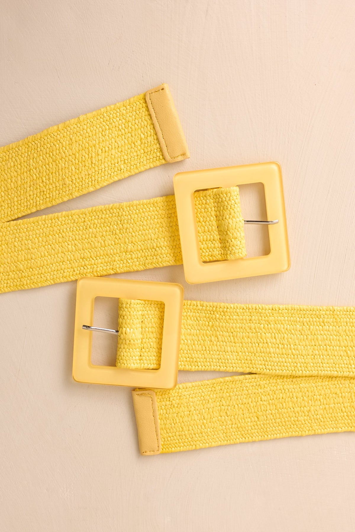 Everything Falls Into Place Yellow Woven Straw Belt