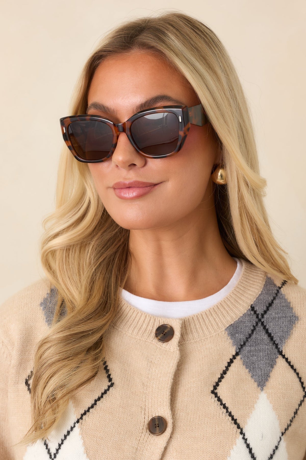 I See Your Point Brown Tortoise Oversized Cat-Eye Sunglasses