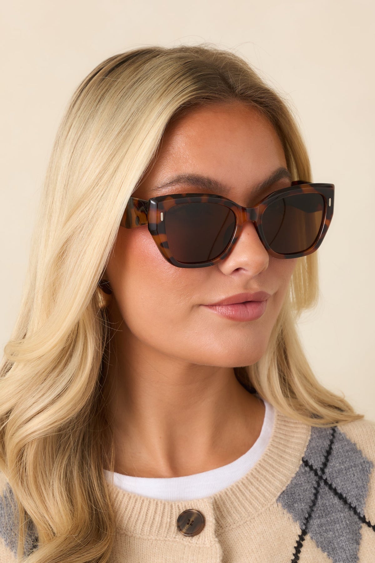 I See Your Point Brown Tortoise Oversized Cat-Eye Sunglasses