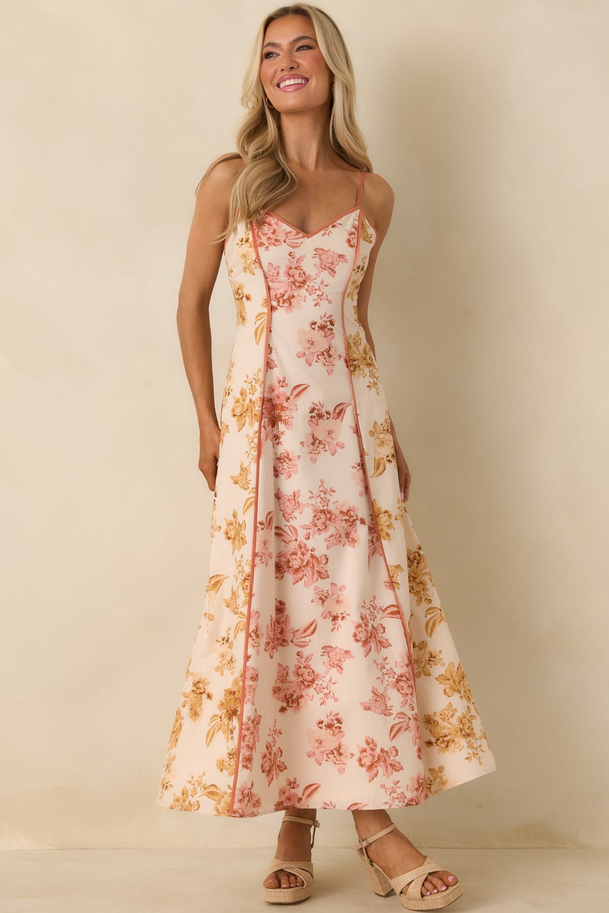Feeling Like Yourself Rose Pink Floral Print Cotton Maxi Dress