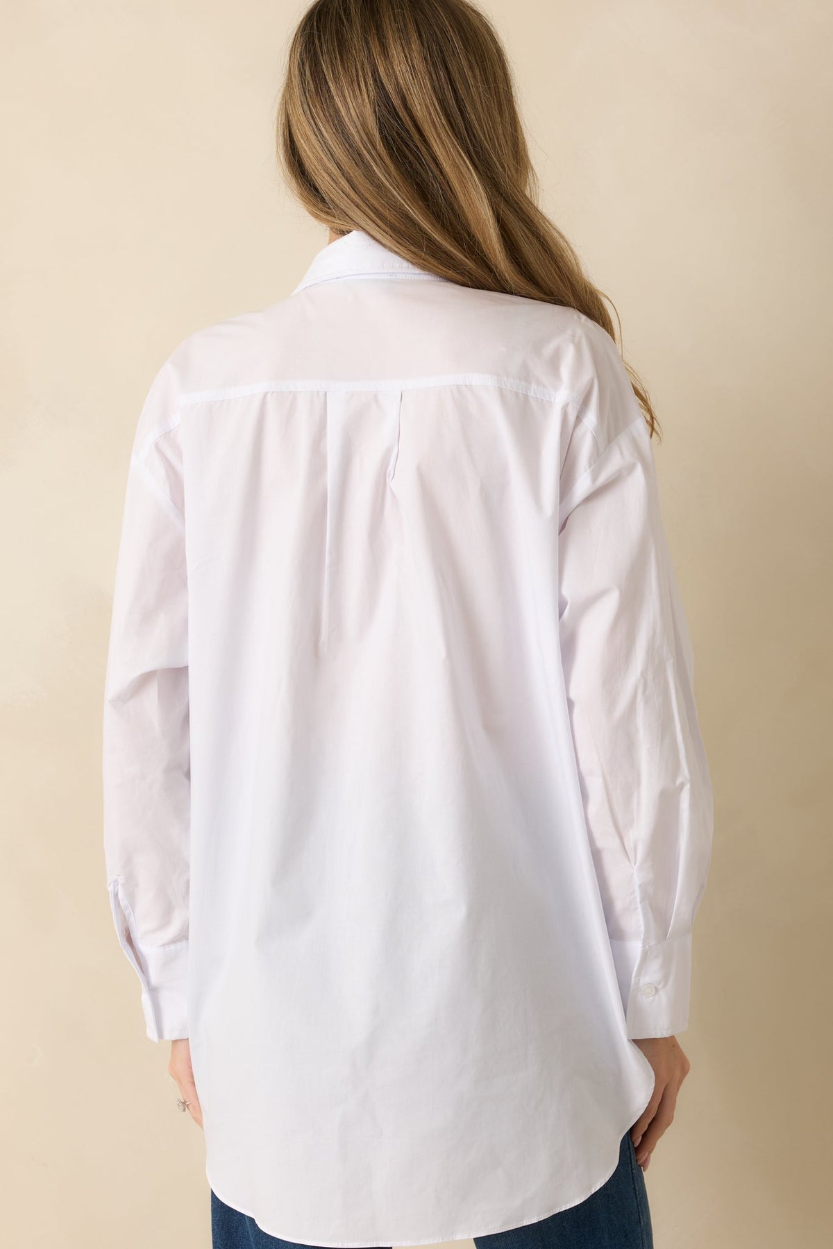 Came Prepared Cotton White Long Sleeve Button Front Top