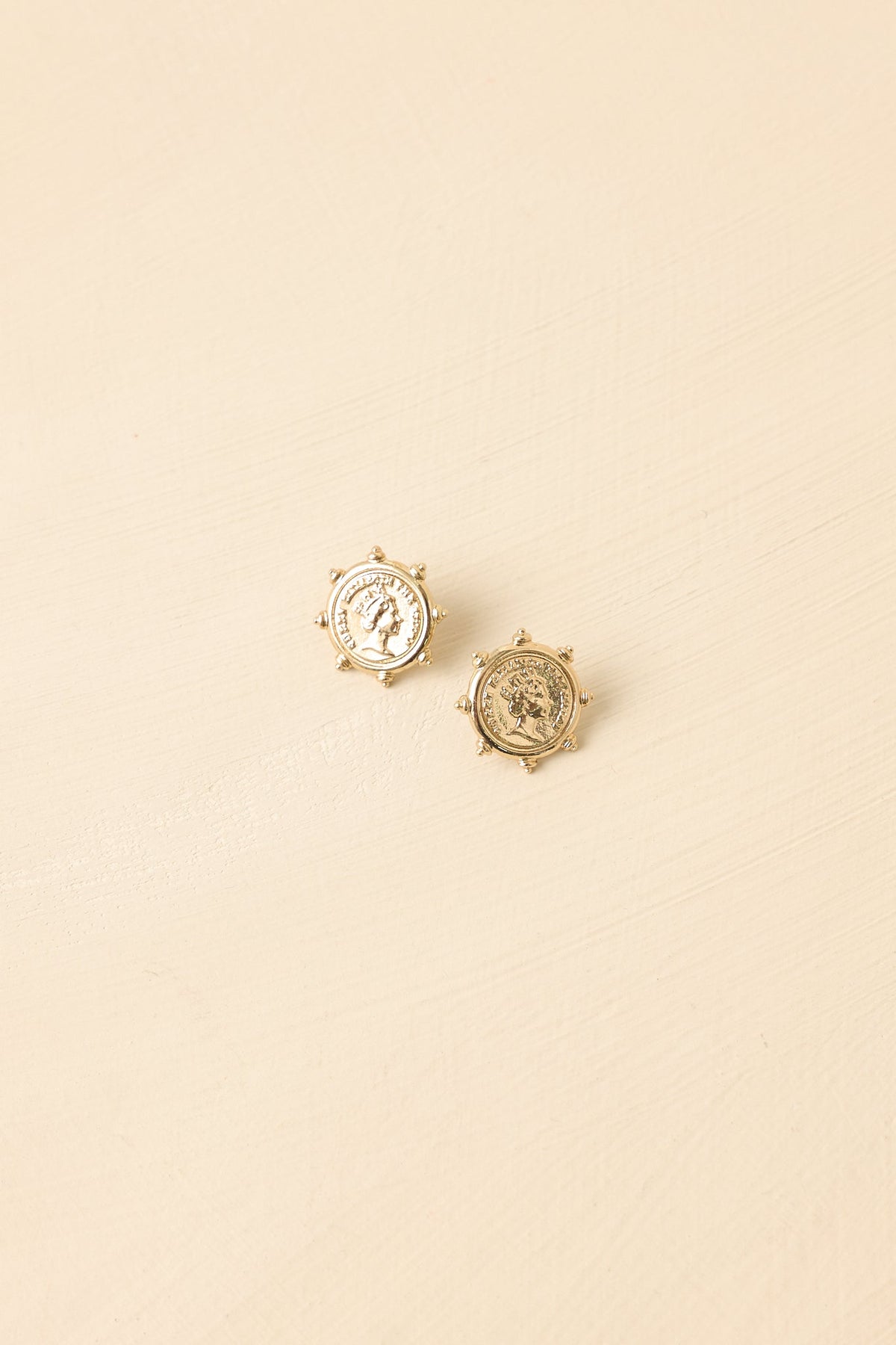 Regal Impression Gold Coin Stud Earrings