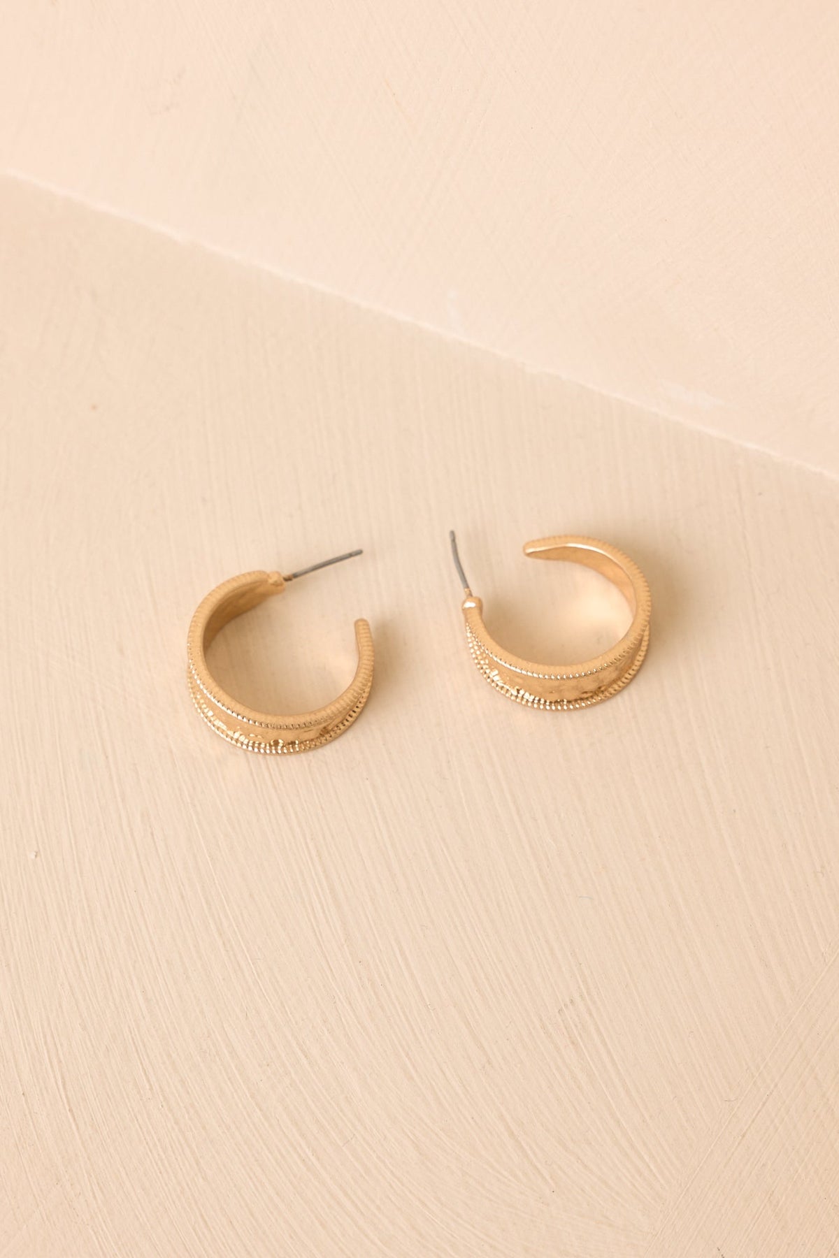 Stolen Glances Gold Hammered Hoop Earrings