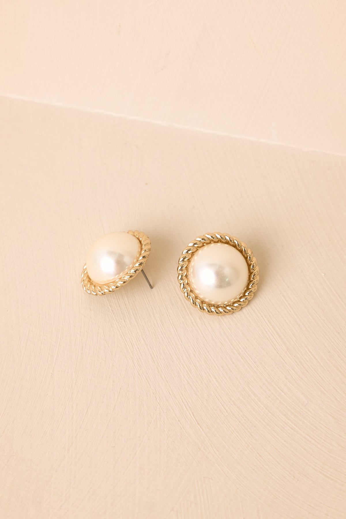 Timeless Sophistication Gold Pearl Round Stud Earrings