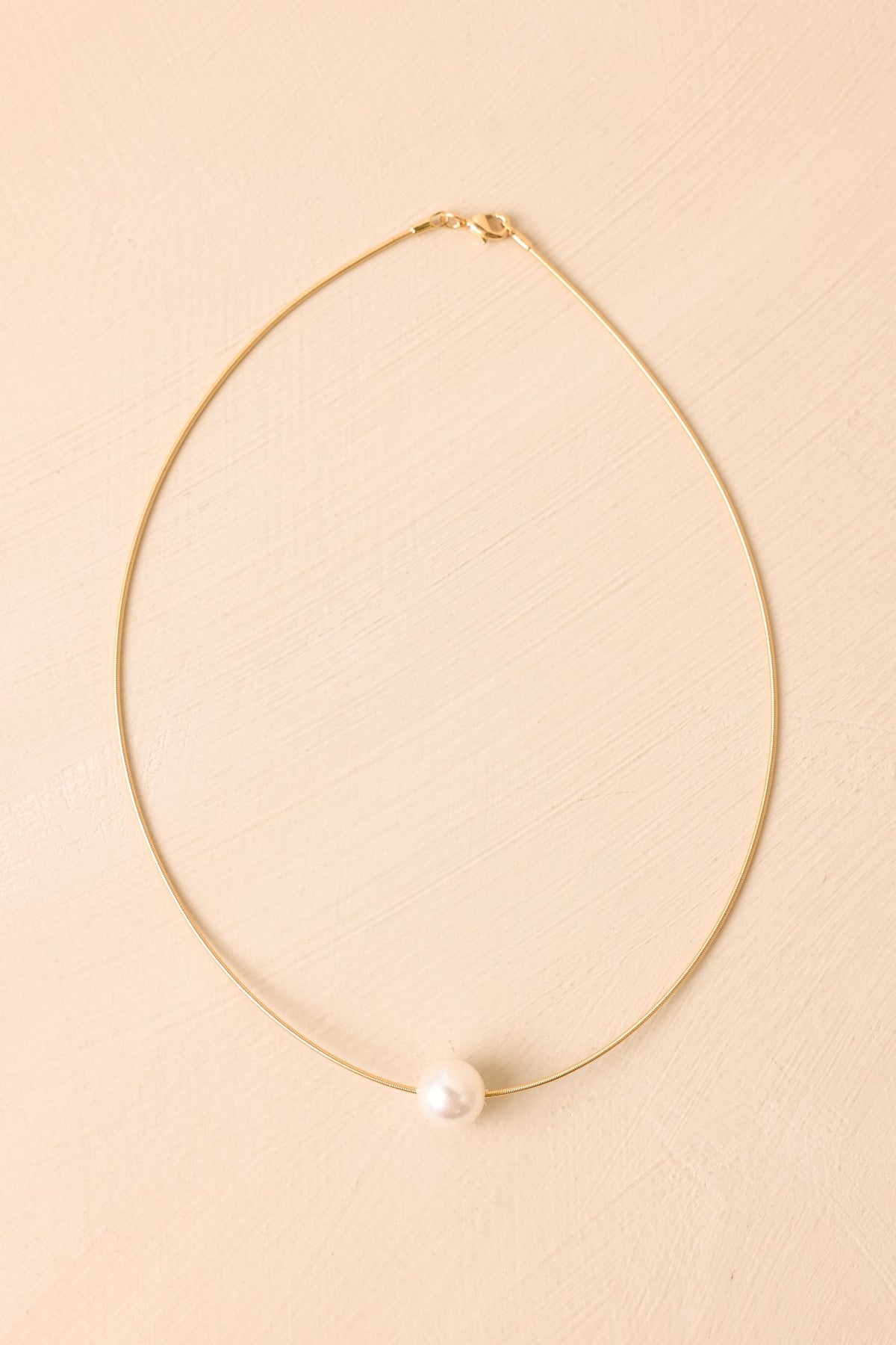 One & Only Gold Pearl Solitaire Necklace