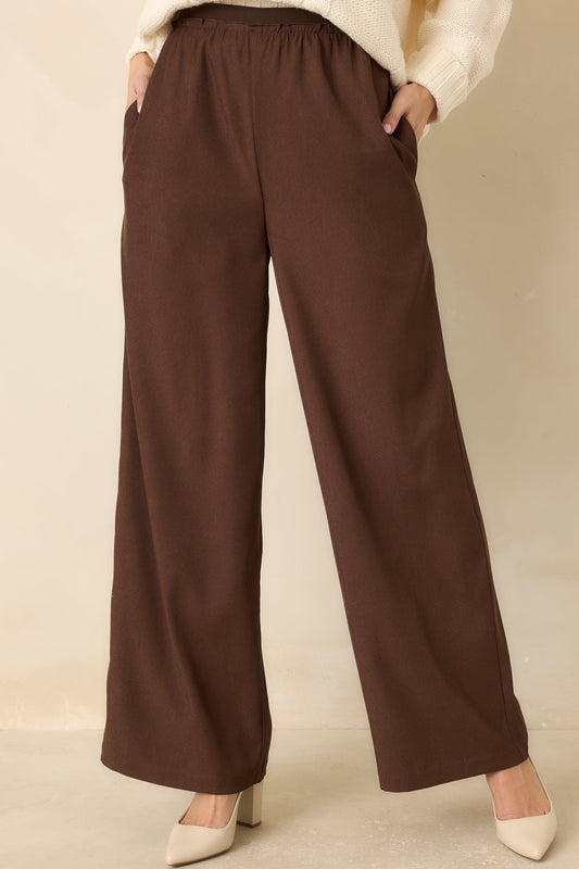 MINKPINK Mira Chocolate Brown Elastic Waist Pants