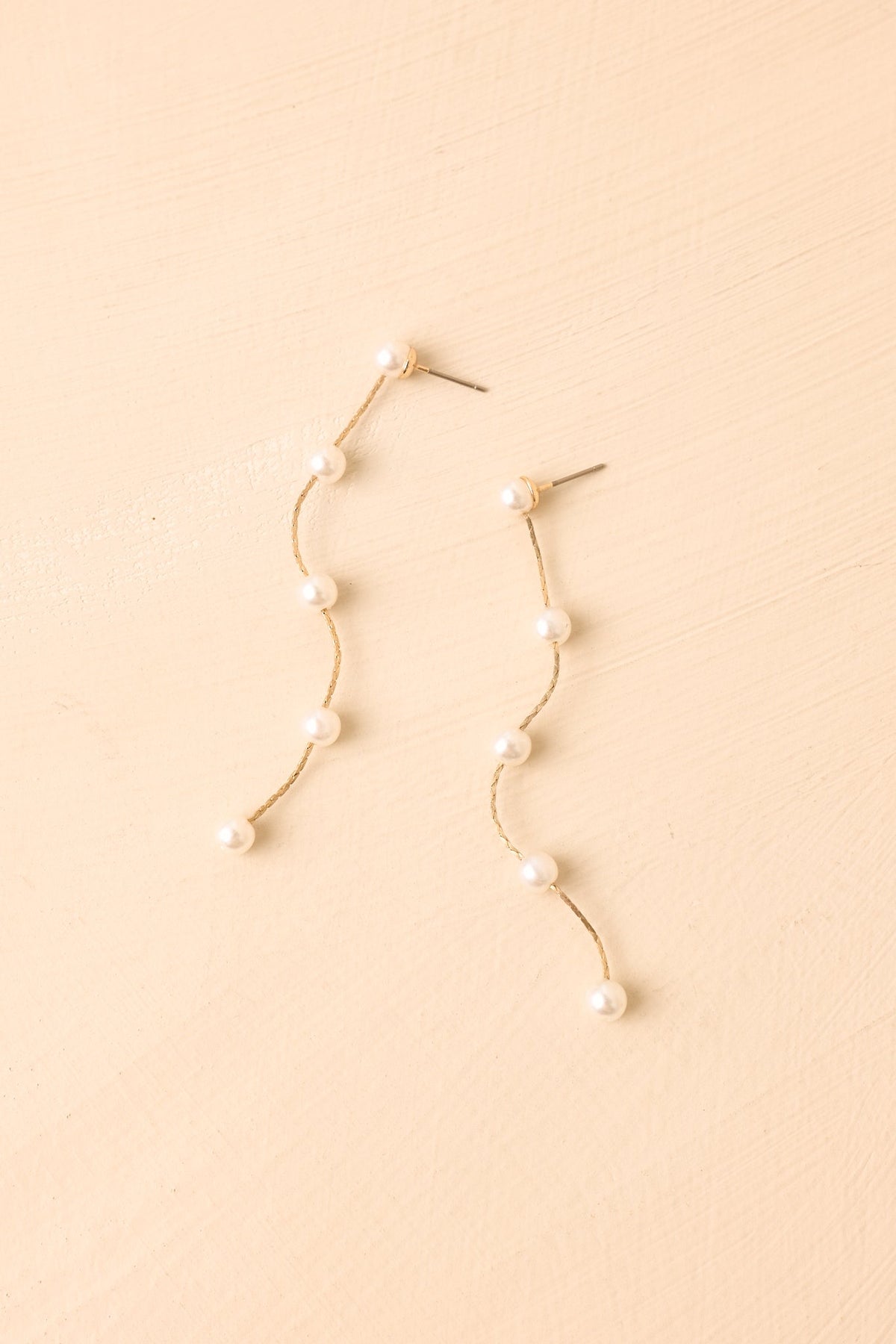 Drifting Into Love Gold & Pearl Chain Drop Earrings