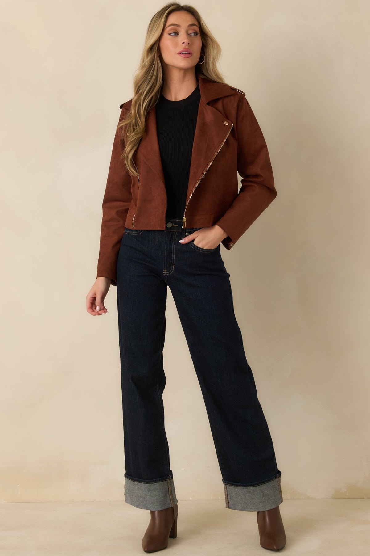 Prosperina High Line Brownstone Vegan Suede Jacket