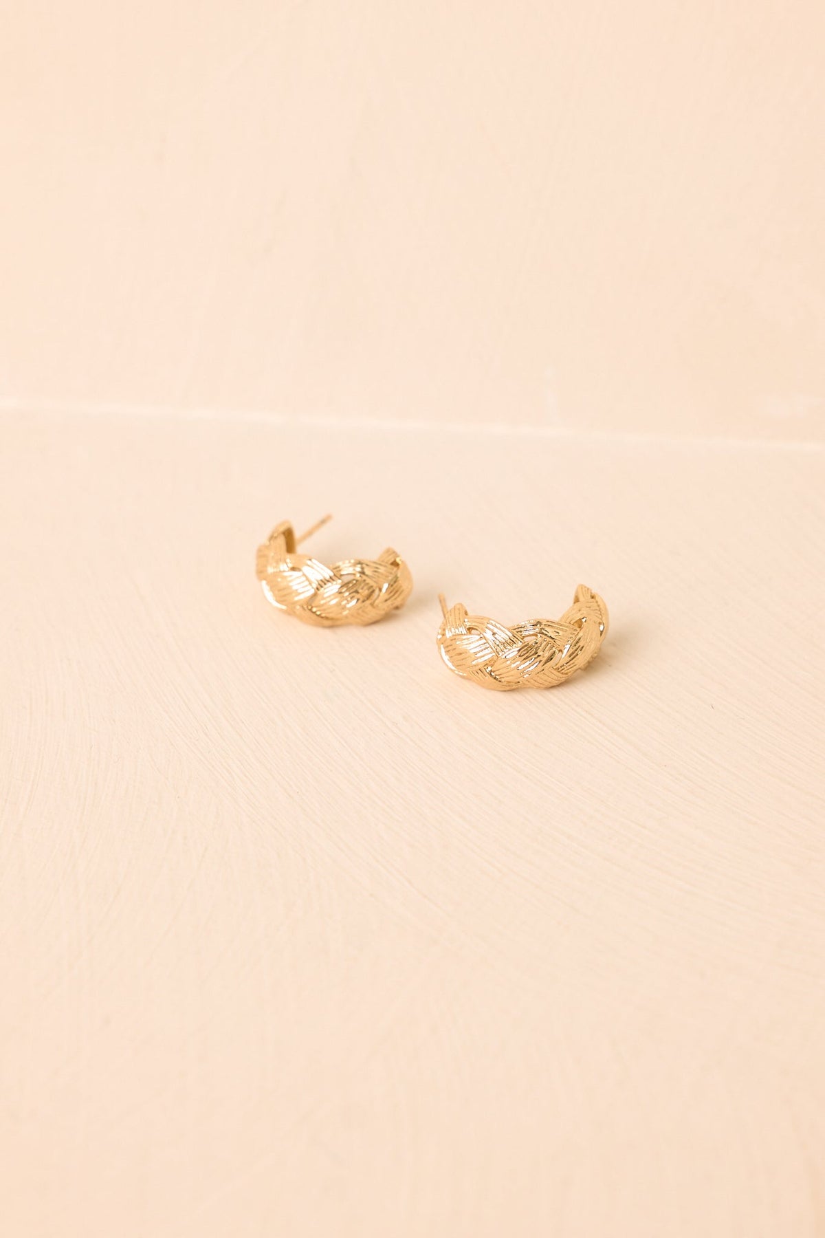 Woven in Gold Textured Hoop Earrings