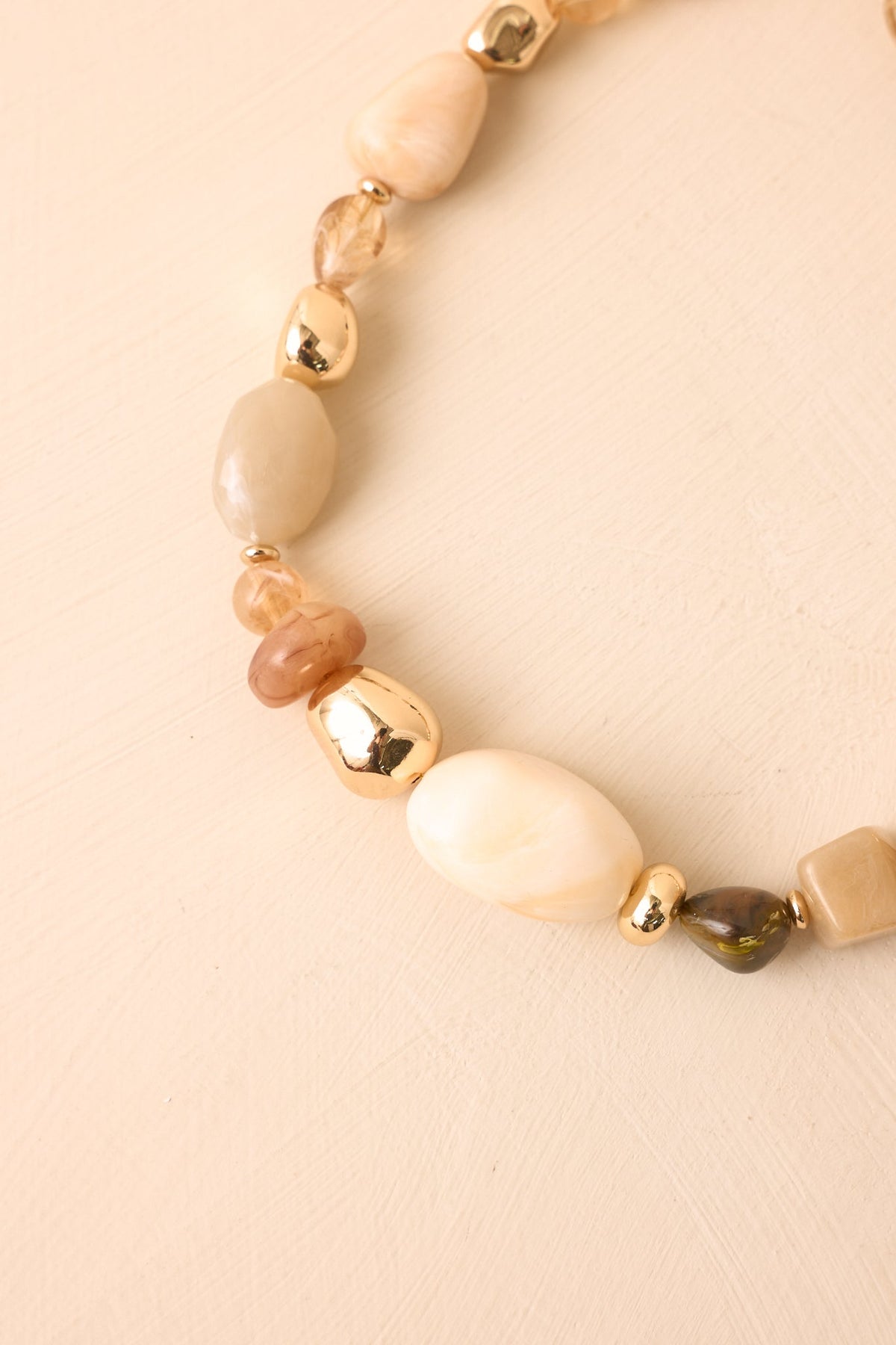 The Art of It Gold & Beige Multi Mixed Bead Statement Necklace