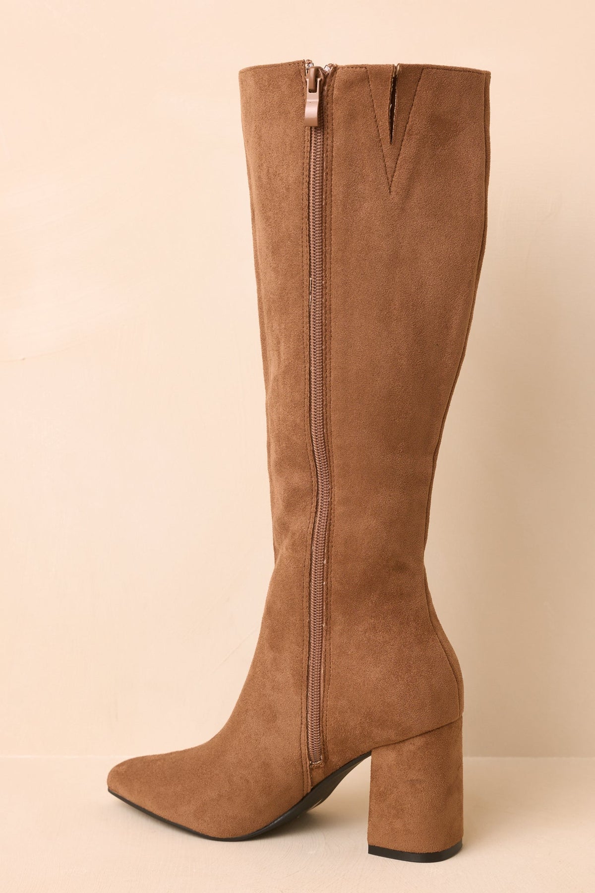 Stepping Out Camel Faux Suede Knee High Boots