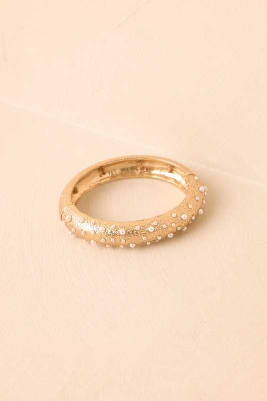 A Golden Touch Gold & Mini Faux Pearl Stretch Bracelet