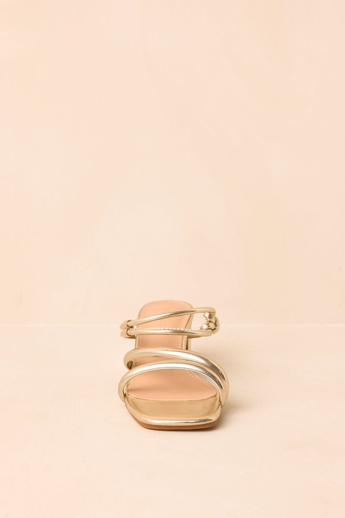 Just Say When Gold Strappy Block Heel Sandals