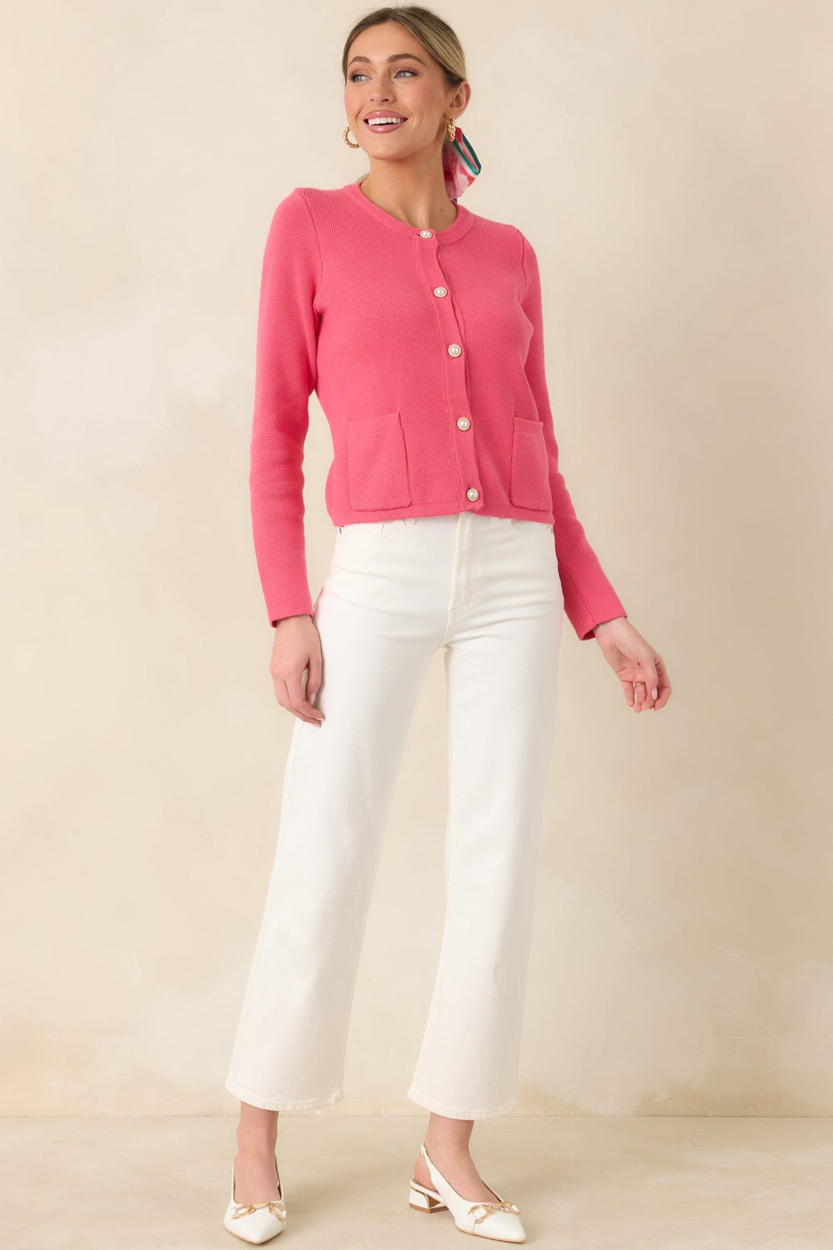 Prosperina Kennedy Azalea Pink Cotton Cardigan