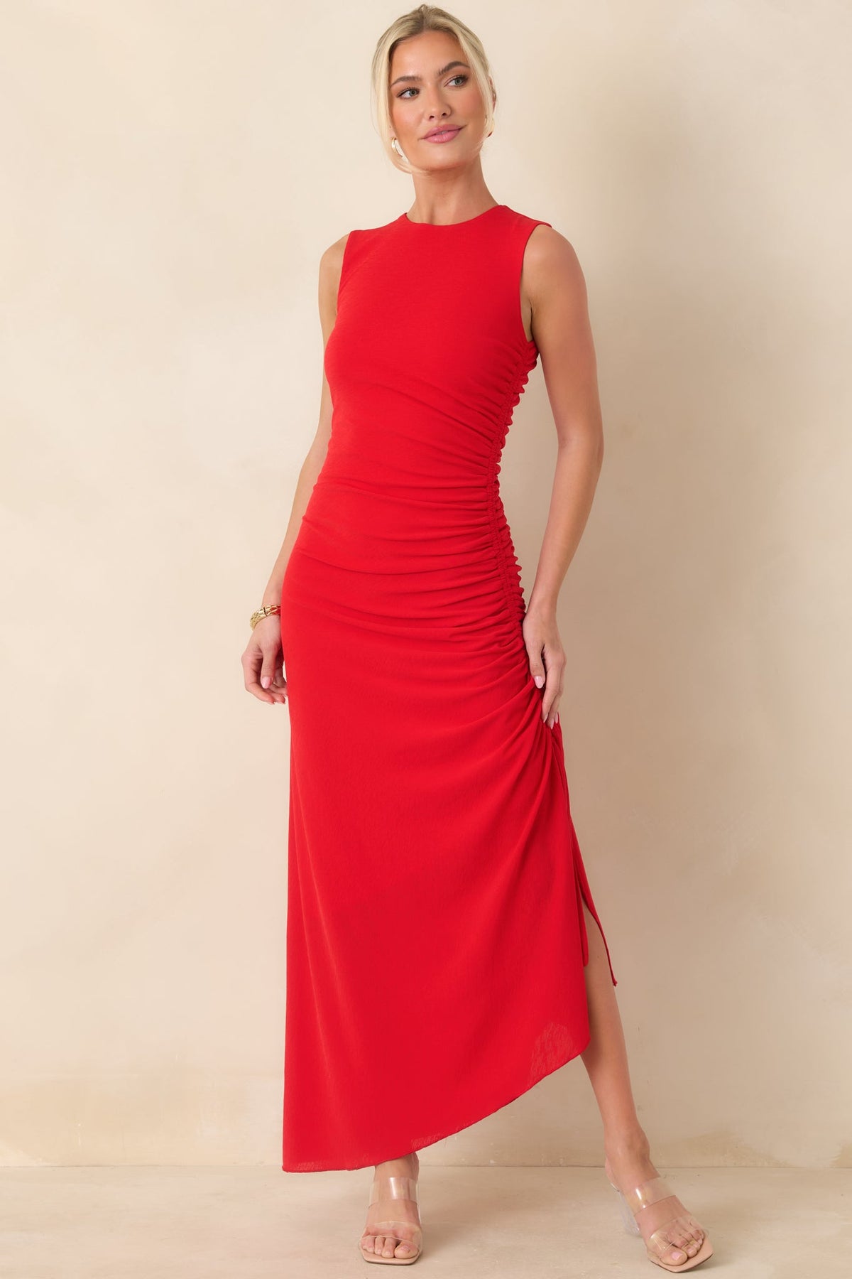MINKPINK Rosa Red Drawstring Midi Dress