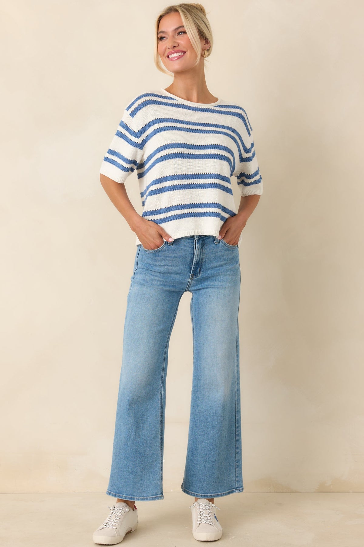 Z Supply Prado Lake Blue Stripe Sweater Top