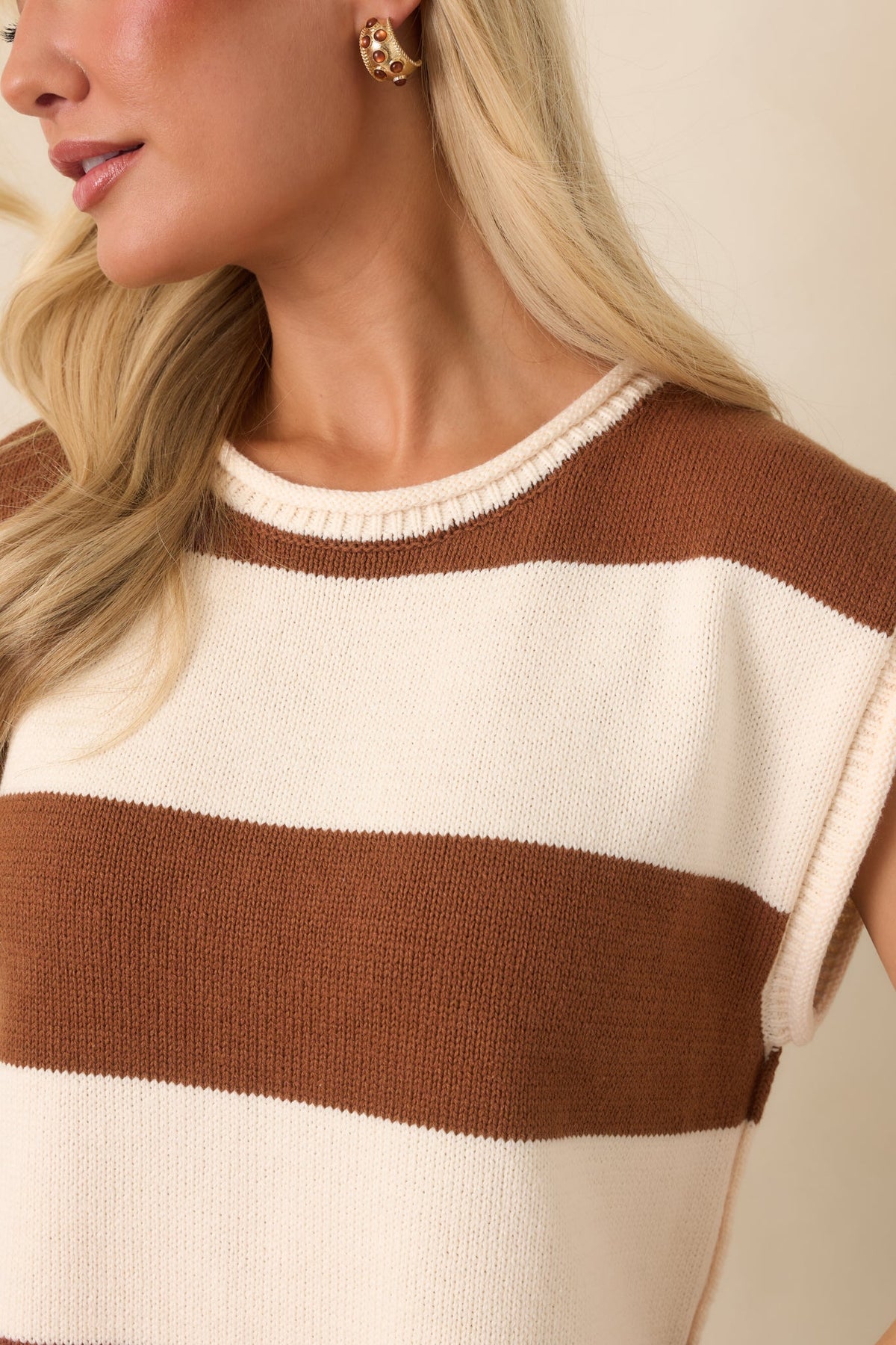 All In A Day Brown & Ivory Stripe Knit Top