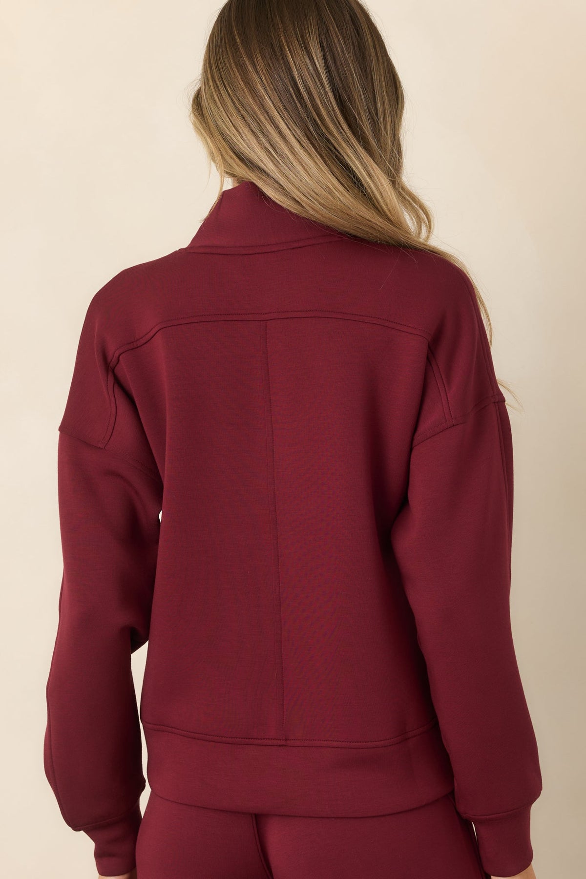 SPANX AirEssentials® Vino Red V-Neck Long Sleeve Sweatshirt