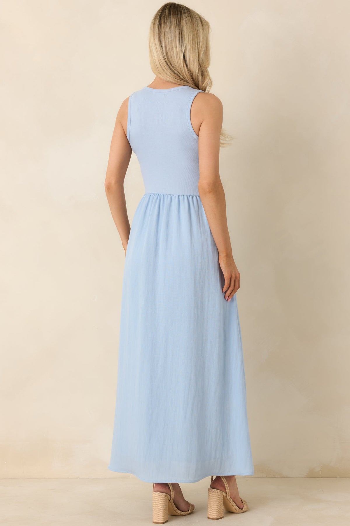 Z Supply Light Blue Charlotte Ribbed Midi Dress