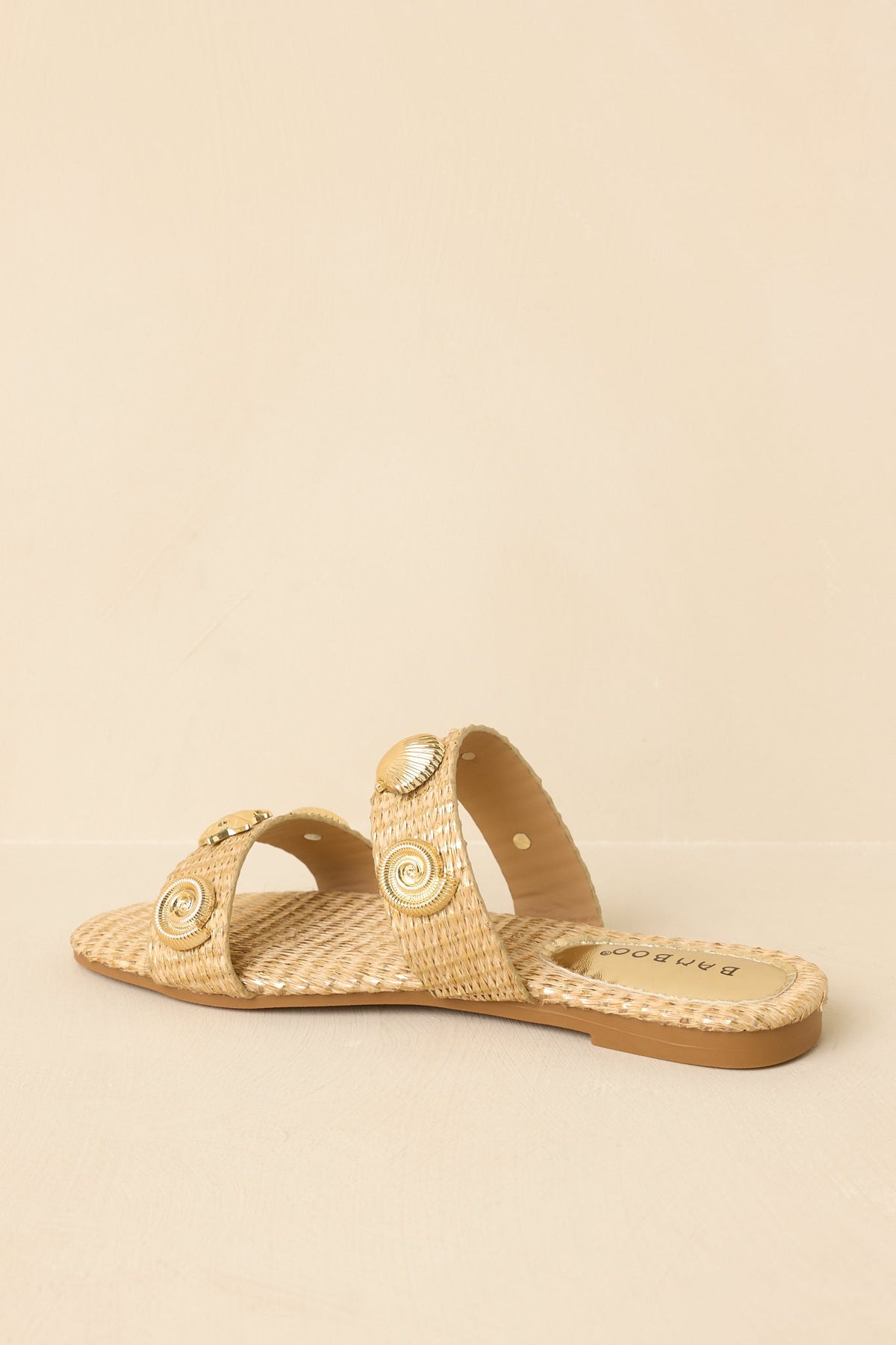 Stay by the Sea Gold Raffia Slip-On Sandals