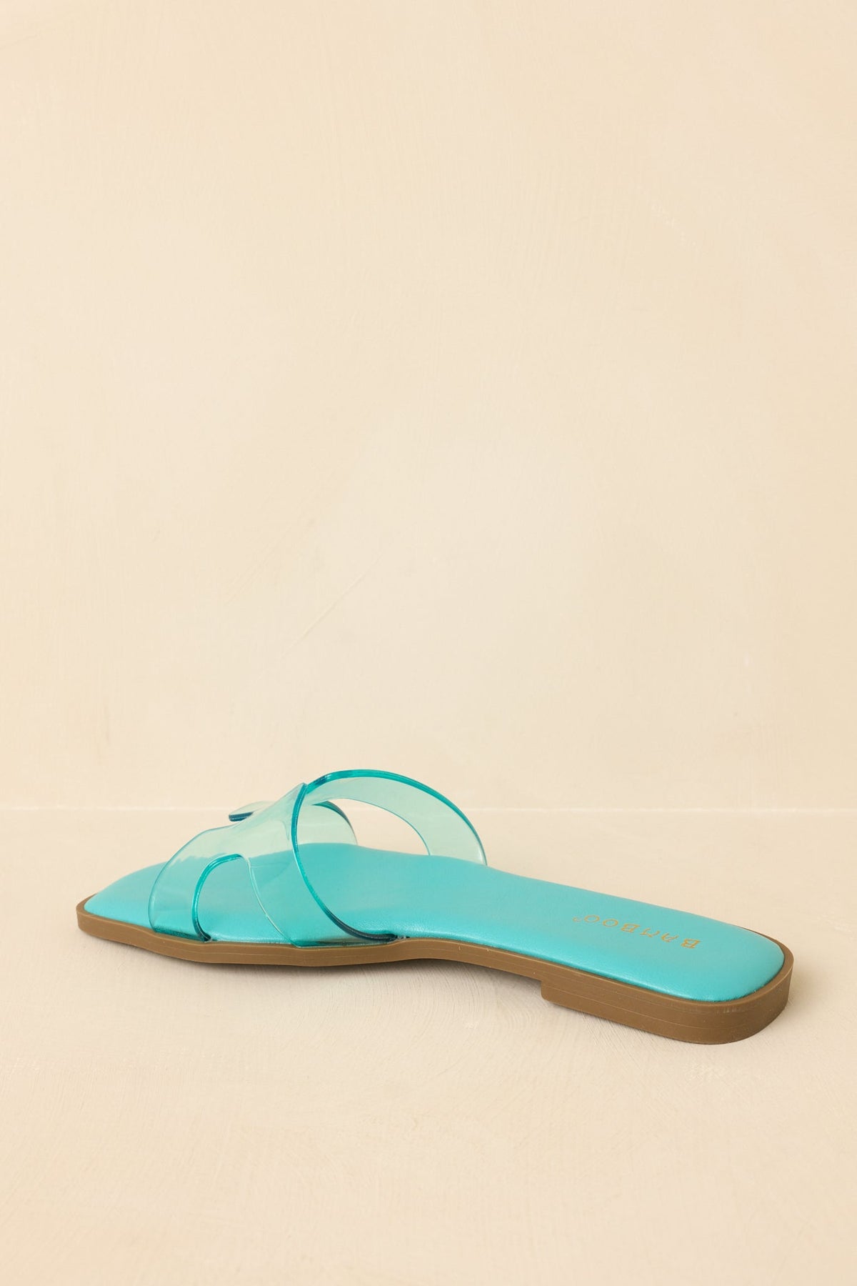 Clear the Way Teal Transparent Strap Slide Sandals