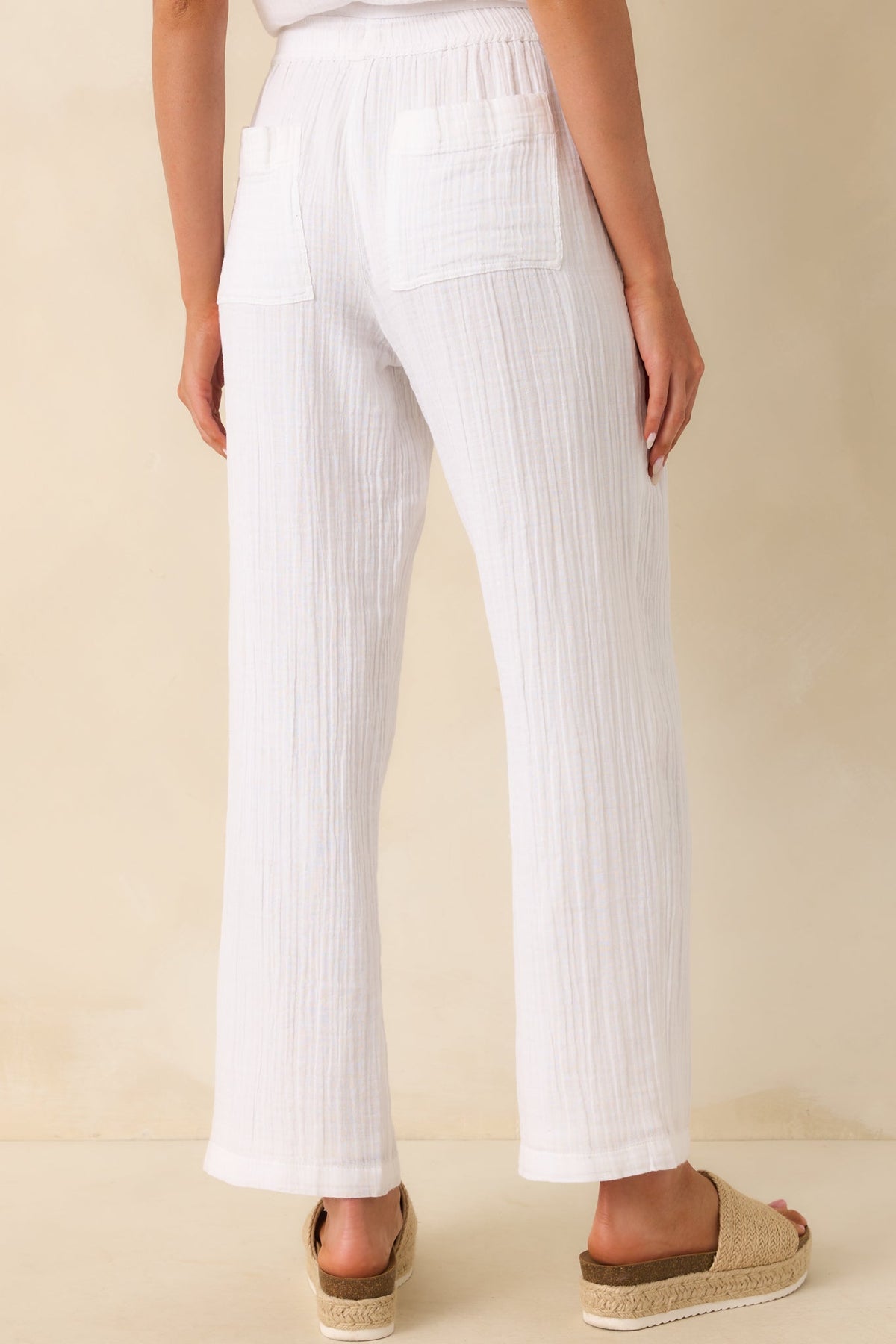 Z Supply White Cotton Plaza Airy Gauze Ankle Pants