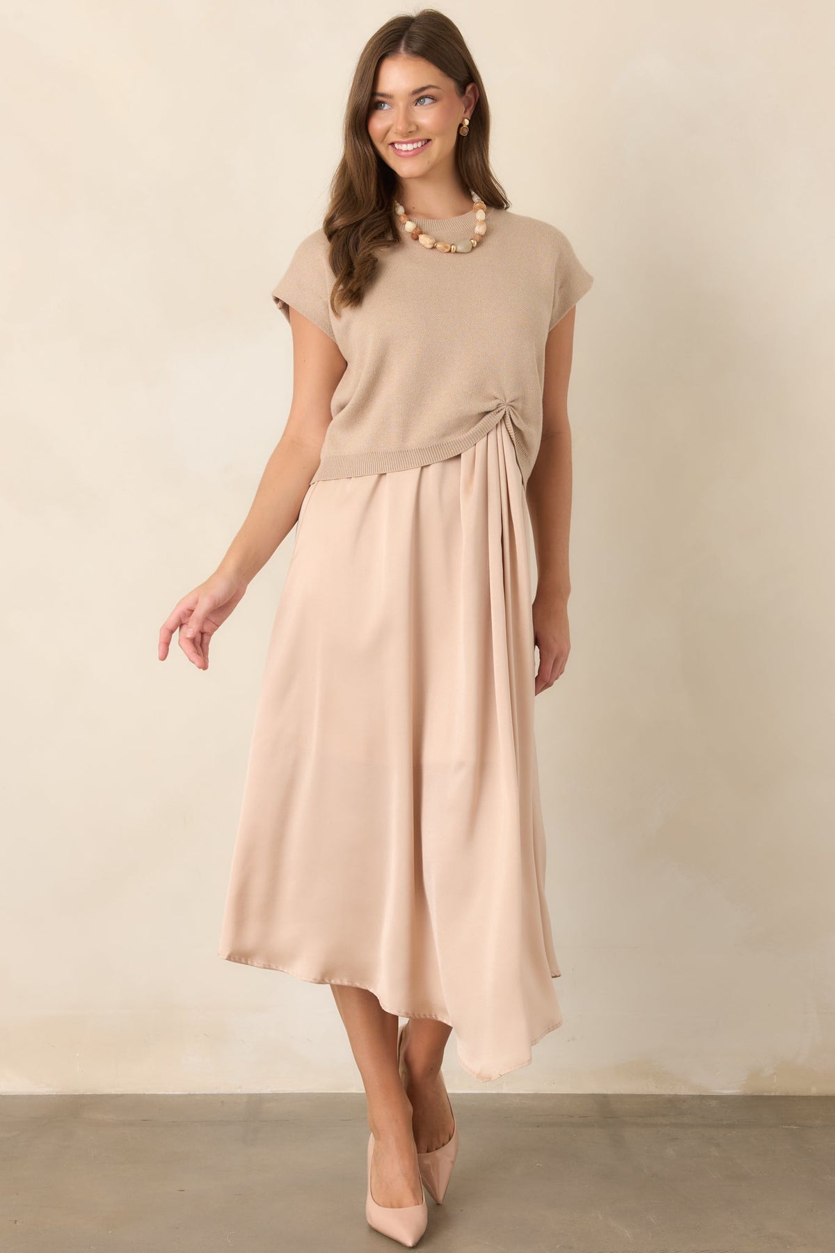 All Pulled Together Beige Knit Sweater