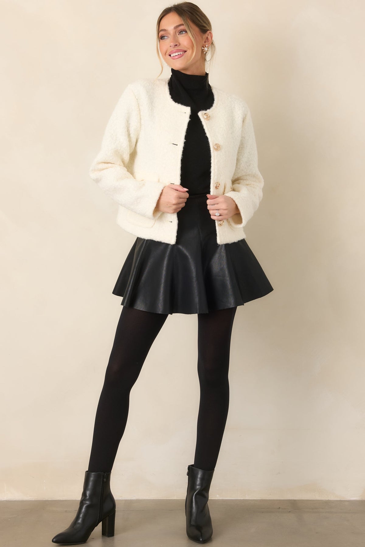 From Here On Black Faux Leather Block Heel Ankle Boots