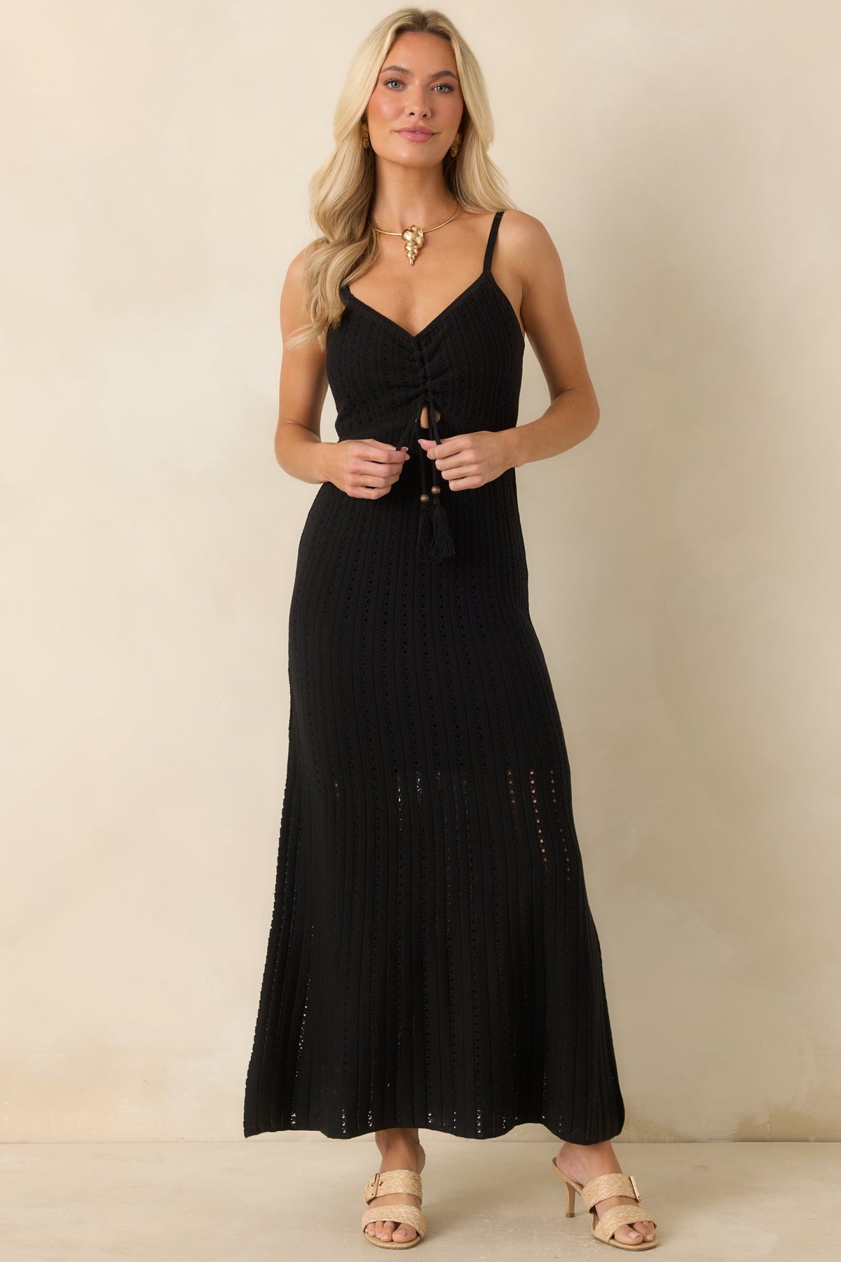 Z Supply Sundra Black Crochet Maxi Dress