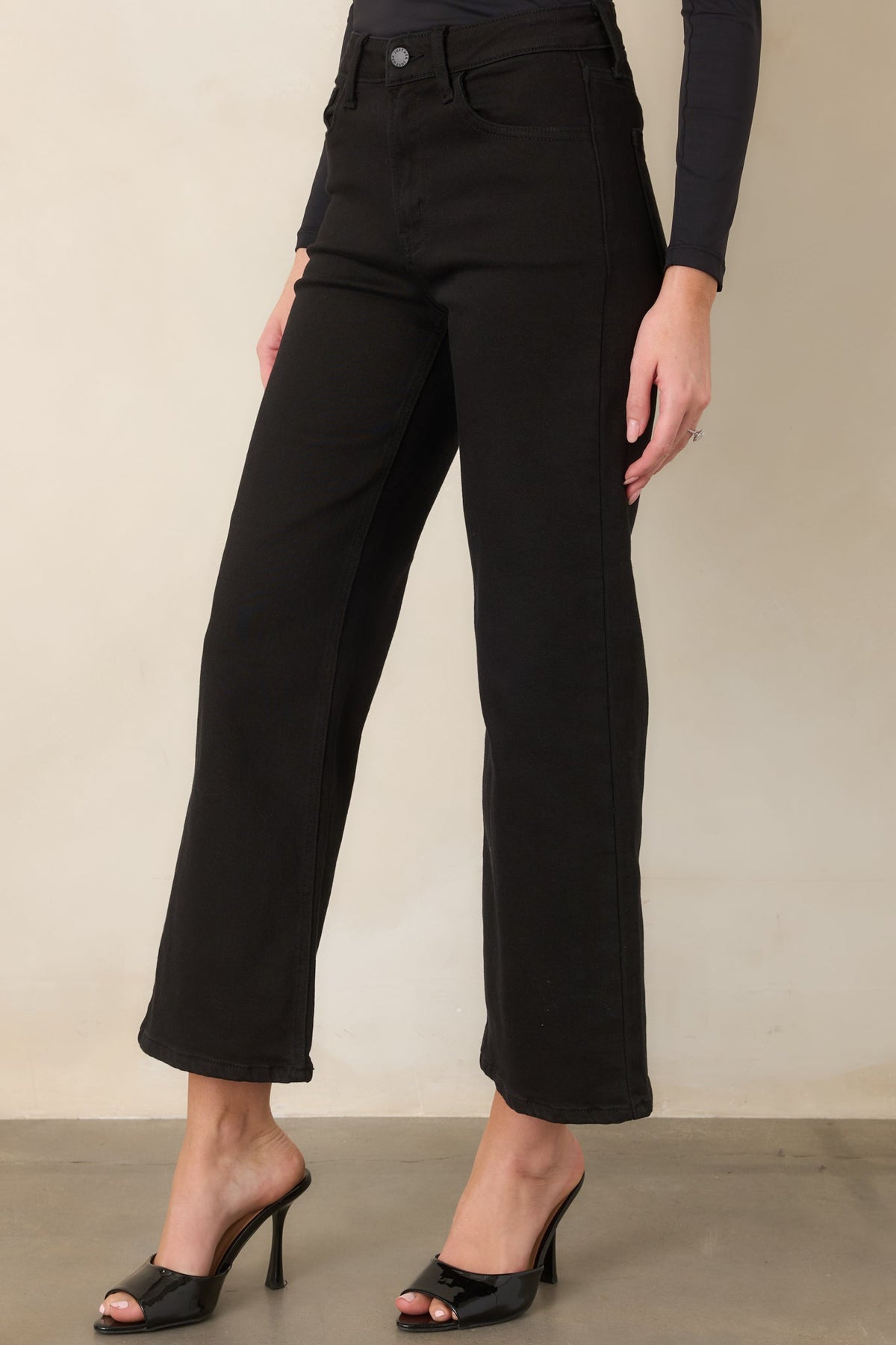 Into The Clouds Black Cropped Wide Leg Jeans