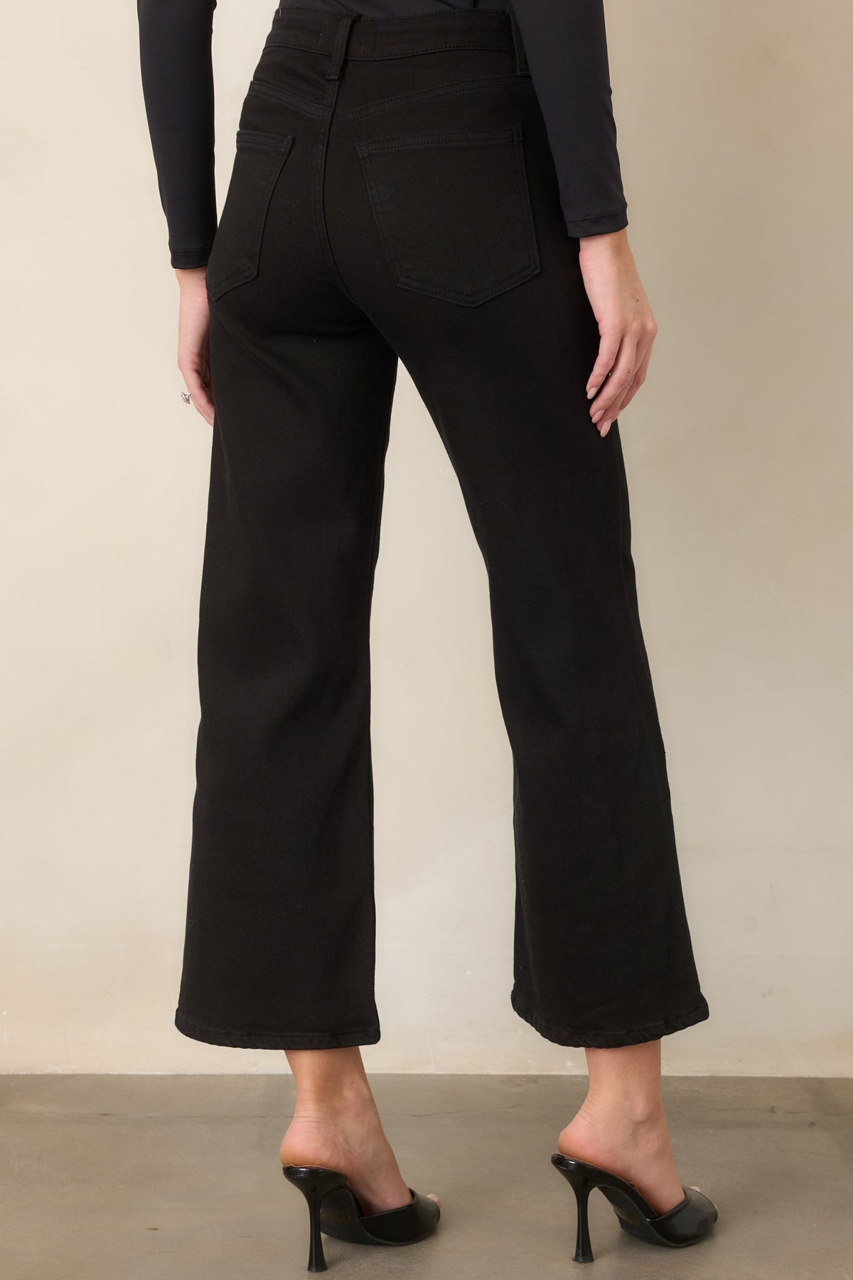 Into The Clouds Black Cropped Wide Leg Jeans