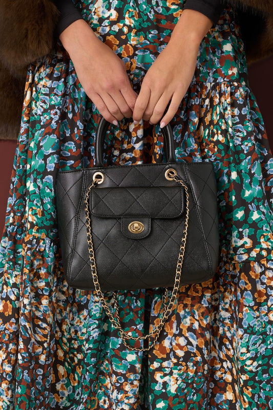 Let’s Make an Evening of It Black Quilted Chain Strap Bag