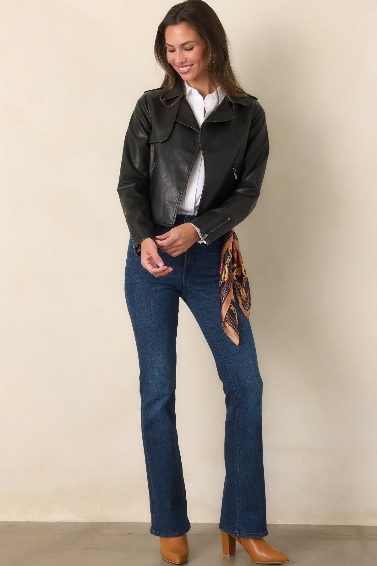 Places To Be Black Distressed Faux Leather Moto Jacket