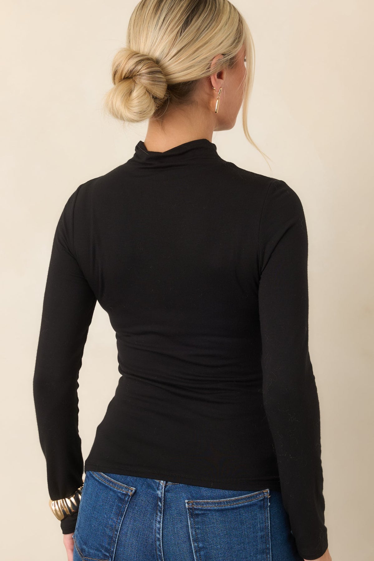 Underneath It All Black Mock Neck Long Sleeve Top