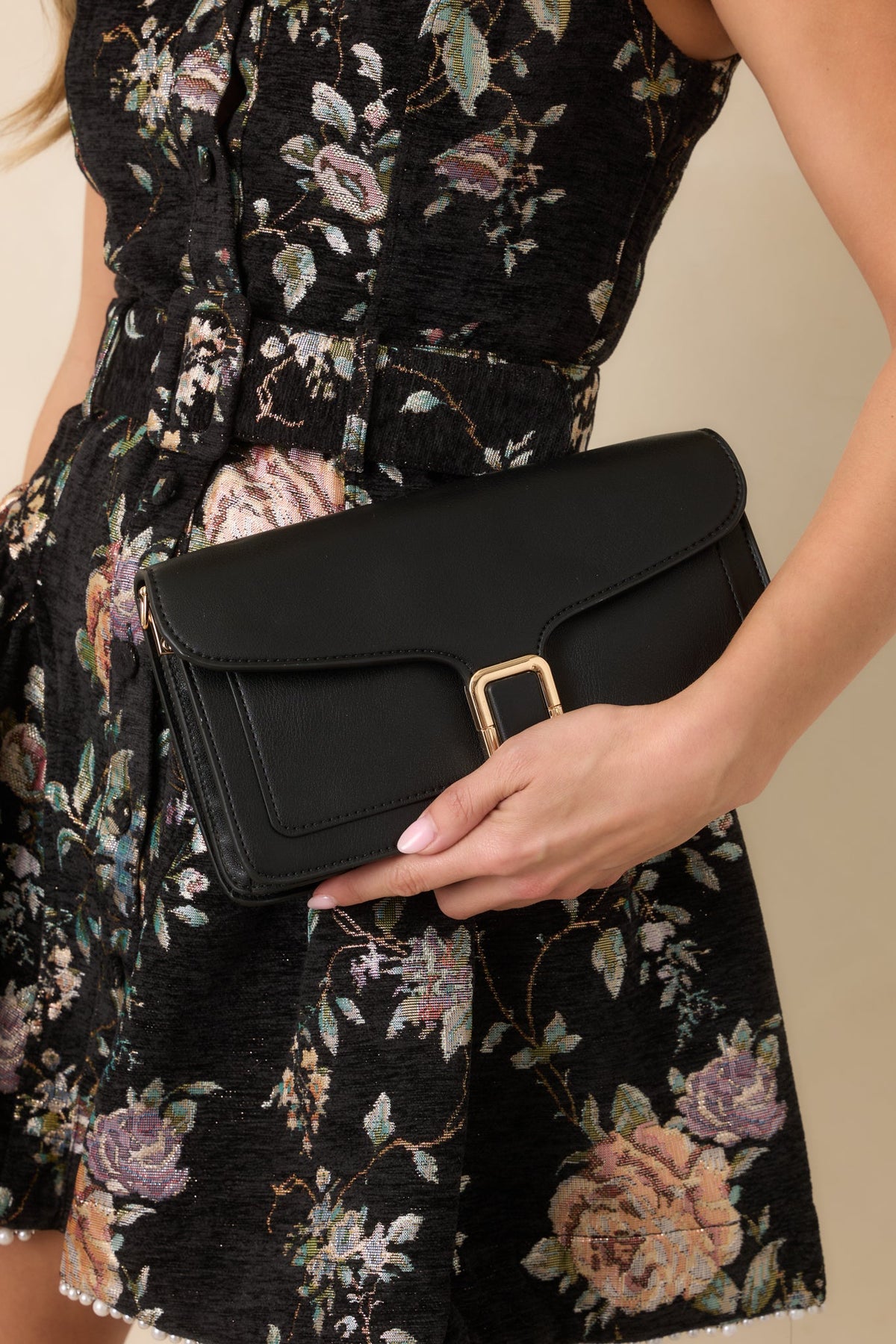 Modern Elegance Black Faux Leather Shoulder Bag